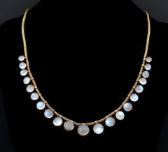 Victorian 36.00 Carat Moonstone Snake Chain 18 Karat Necklace, circa 1870