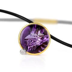18.70 Carat Amethyst Diamond Gold Platinum Pendant Necklace, Atelier Munsteiner