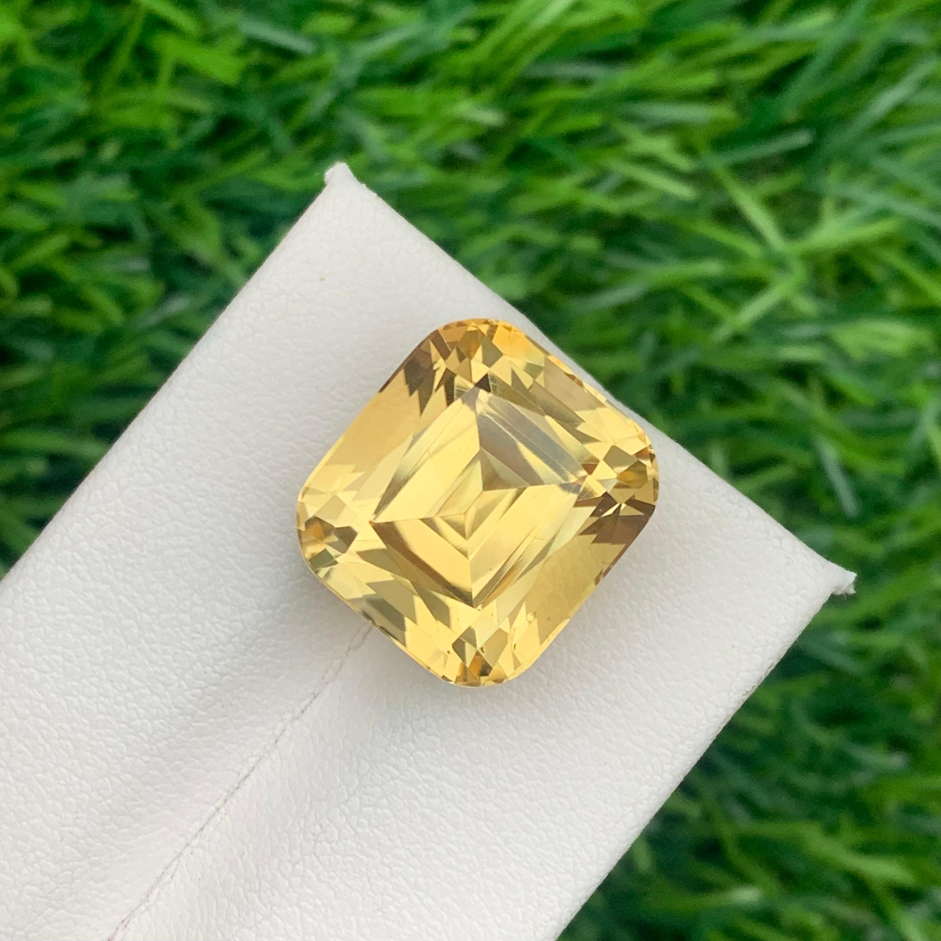 Arts and Crafts 18.70 Carat Natural Loose Yellow Citrine Gemstone From Brazil Mine Cushion Cut For Sale