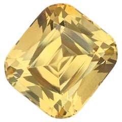 Pierre précieuse en citrine jaune naturelle de 18,70 carats, taille coussin, provenant d'une mine du Brésil