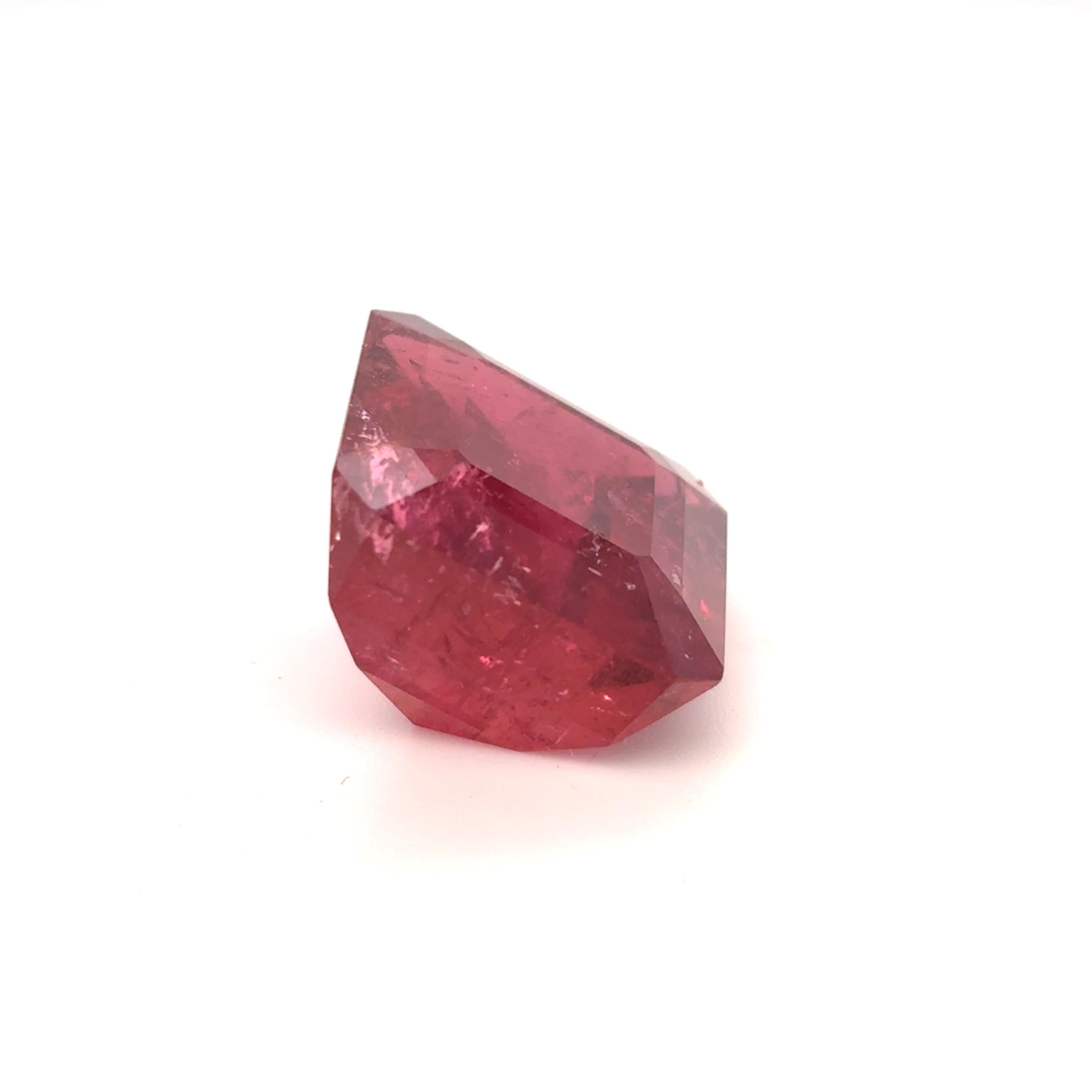 Taille octogone Pierre précieuse en rubellite taille octogonale 18,70 carats en vente