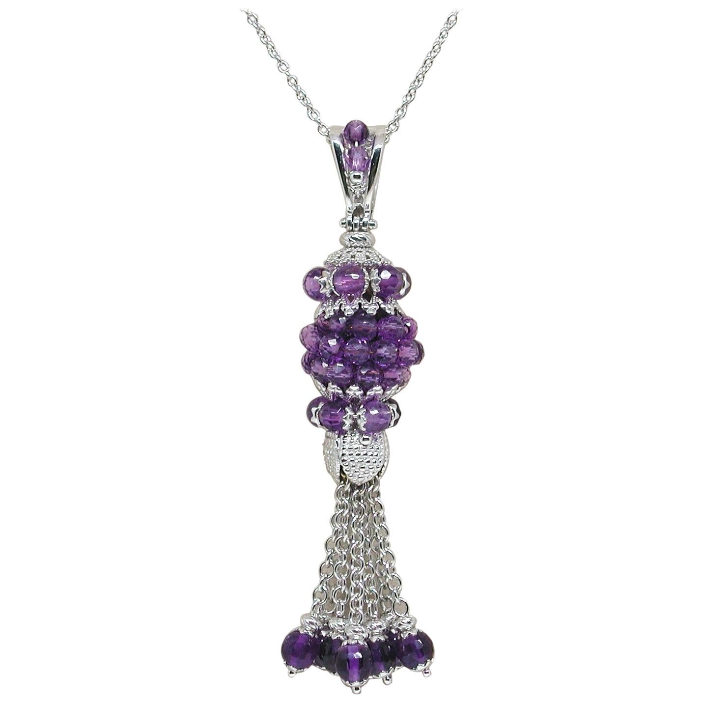 18.70 Carat White Gold Amethyst Necklace Pendant For Sale