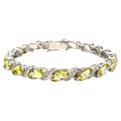 Bracelet de fiançailles en argent sterling 925 avec quartz citron 18,70 carats et diamants