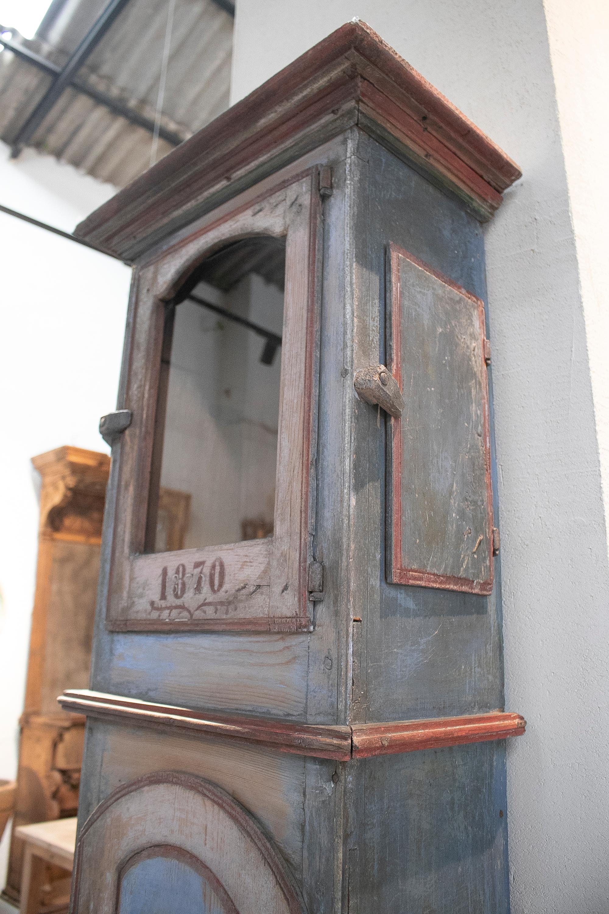 1870 Dated Spanish Swiss Painted Standing Clock Wooden Housing For Sale 1