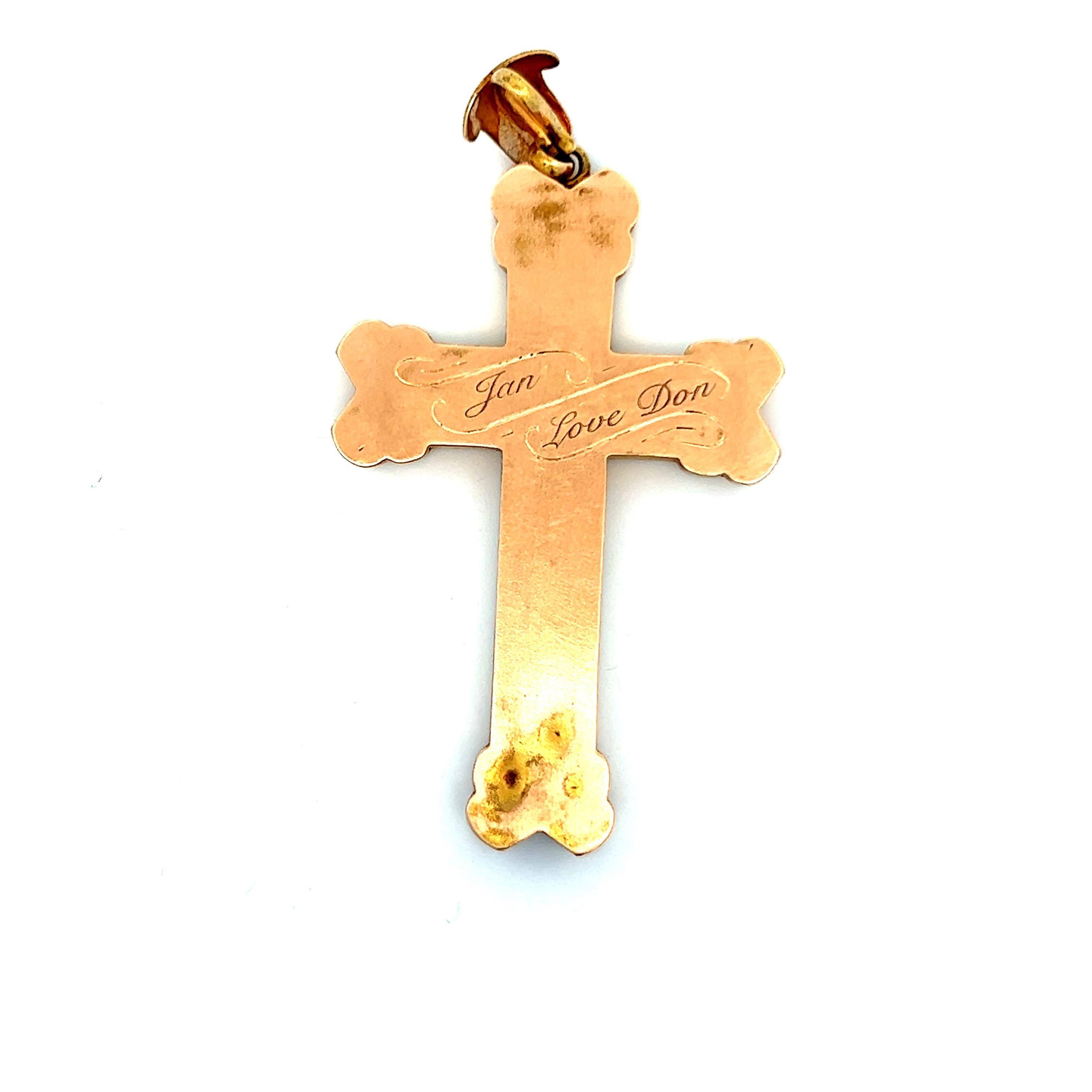 1870 Etruscan Cross in 14k Yellow Gold  For Sale 1