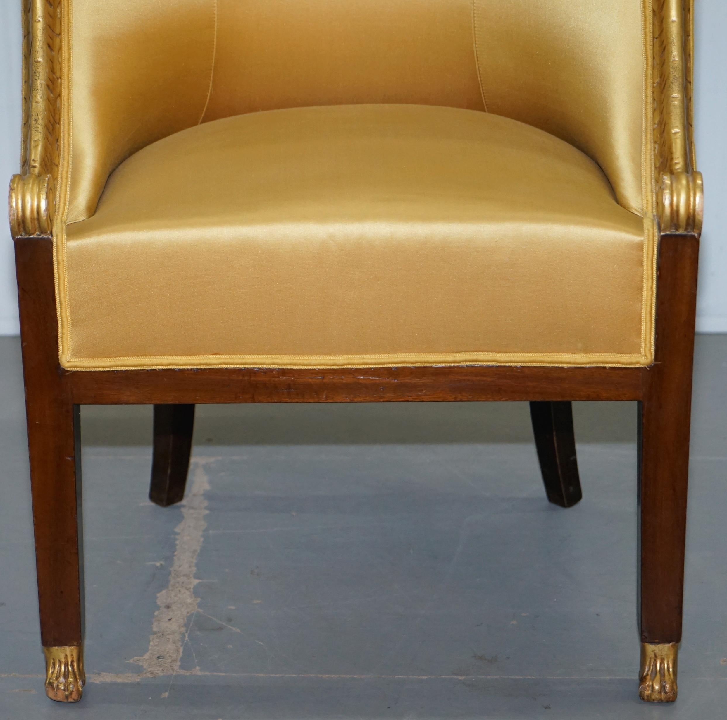 1870 French Empire Marquetry Inlaid Suite Berger Armchairs & Settee Canape, Pair For Sale 5