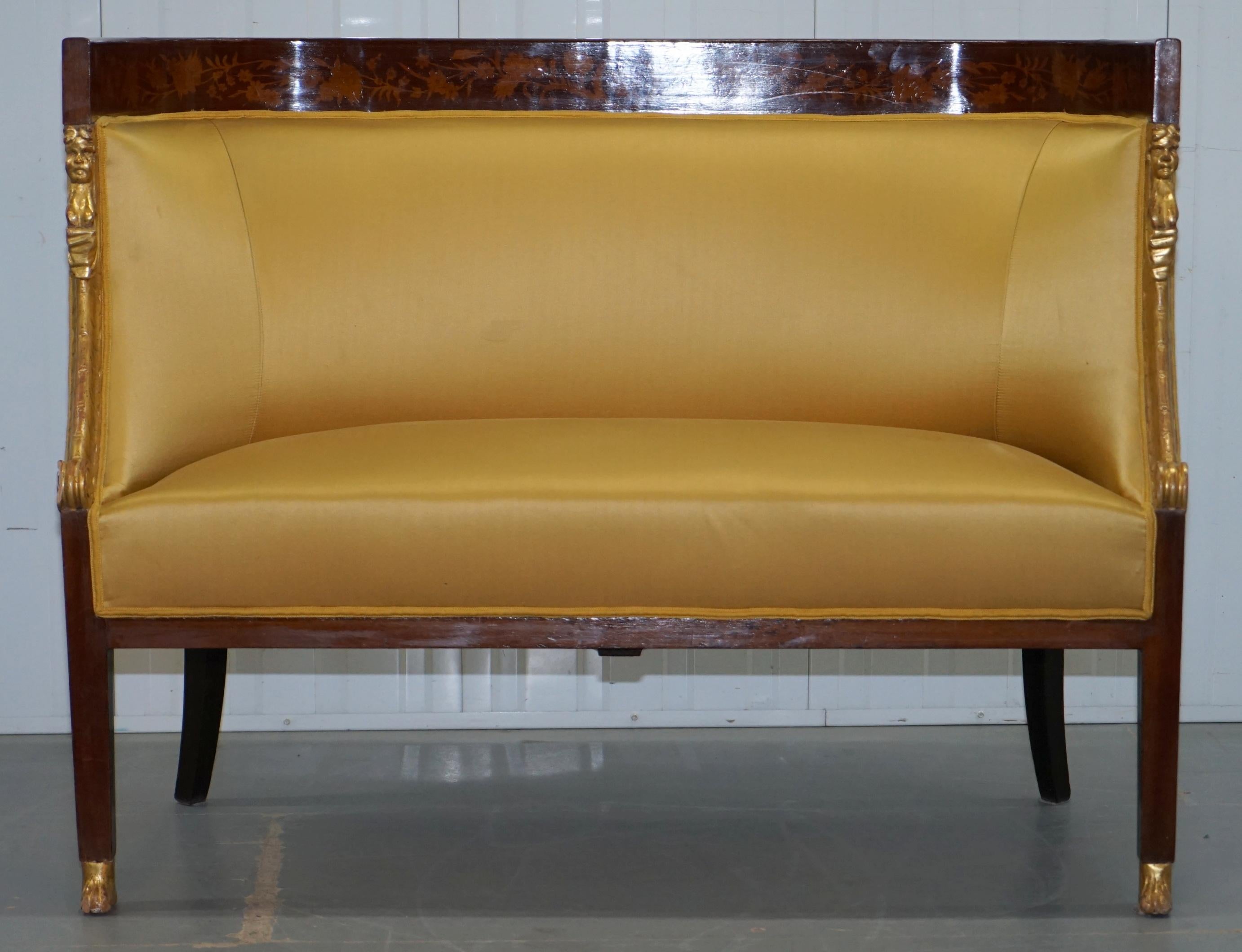 Französische Empire-Suite Berger Sessel & Settee Canape mit Intarsien, 1870, Paar im Angebot 10