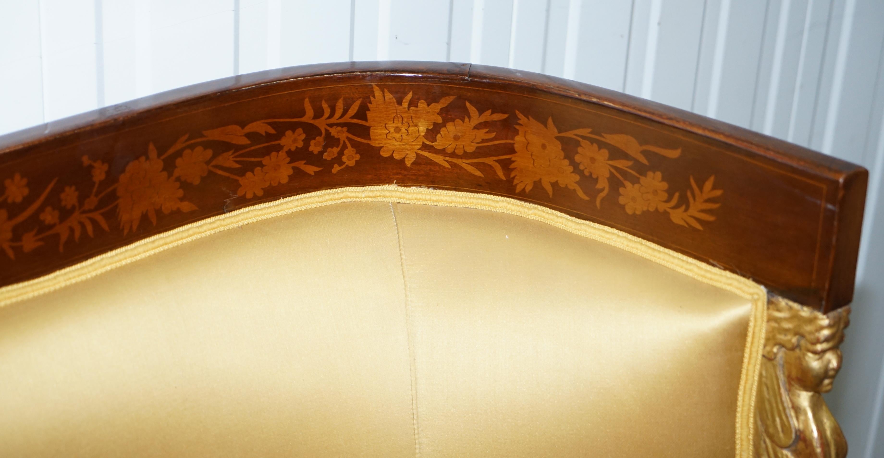 Französische Empire-Suite Berger Sessel & Settee Canape mit Intarsien, 1870, Paar im Angebot 12