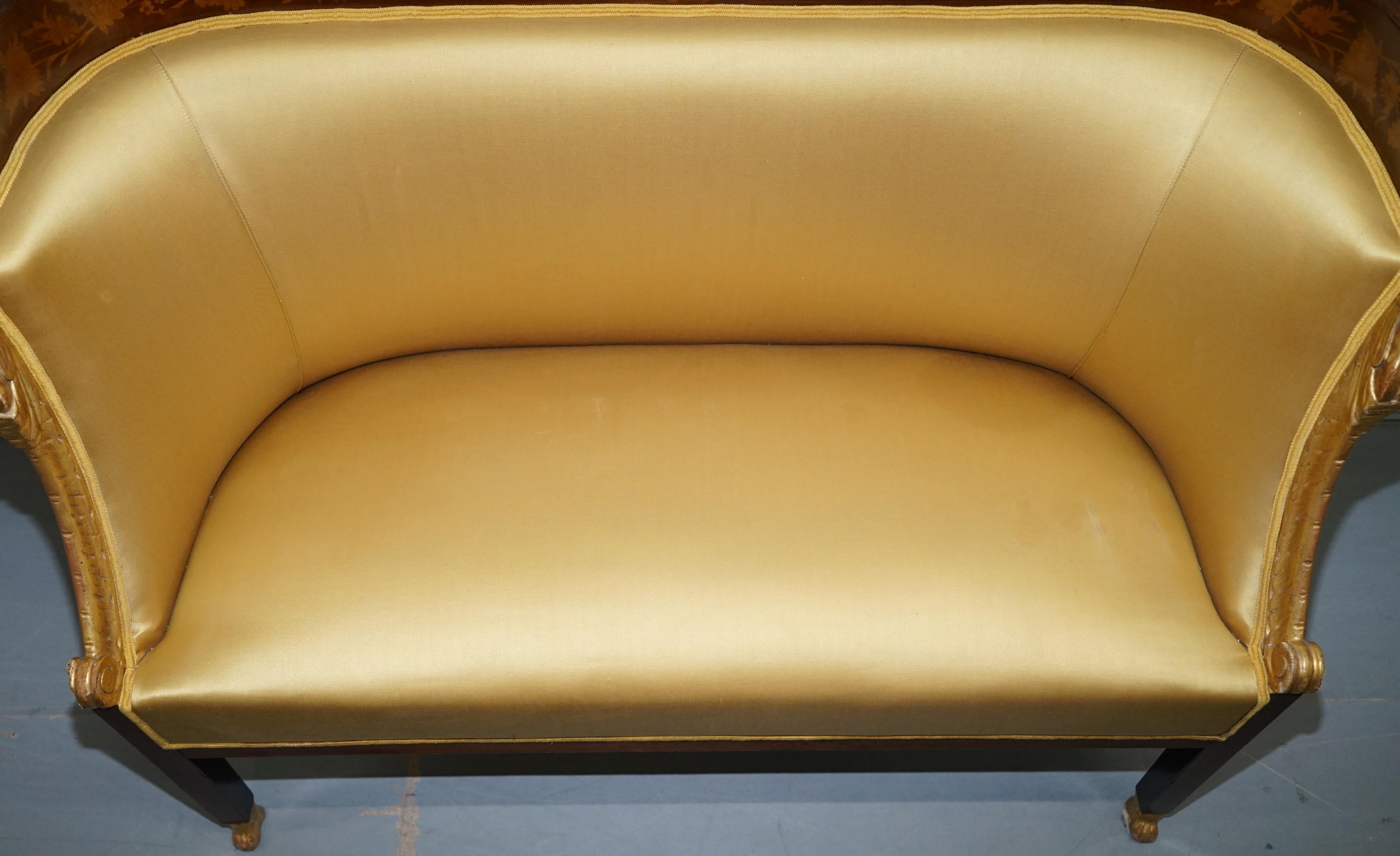 Französische Empire-Suite Berger Sessel & Settee Canape mit Intarsien, 1870, Paar im Angebot 13