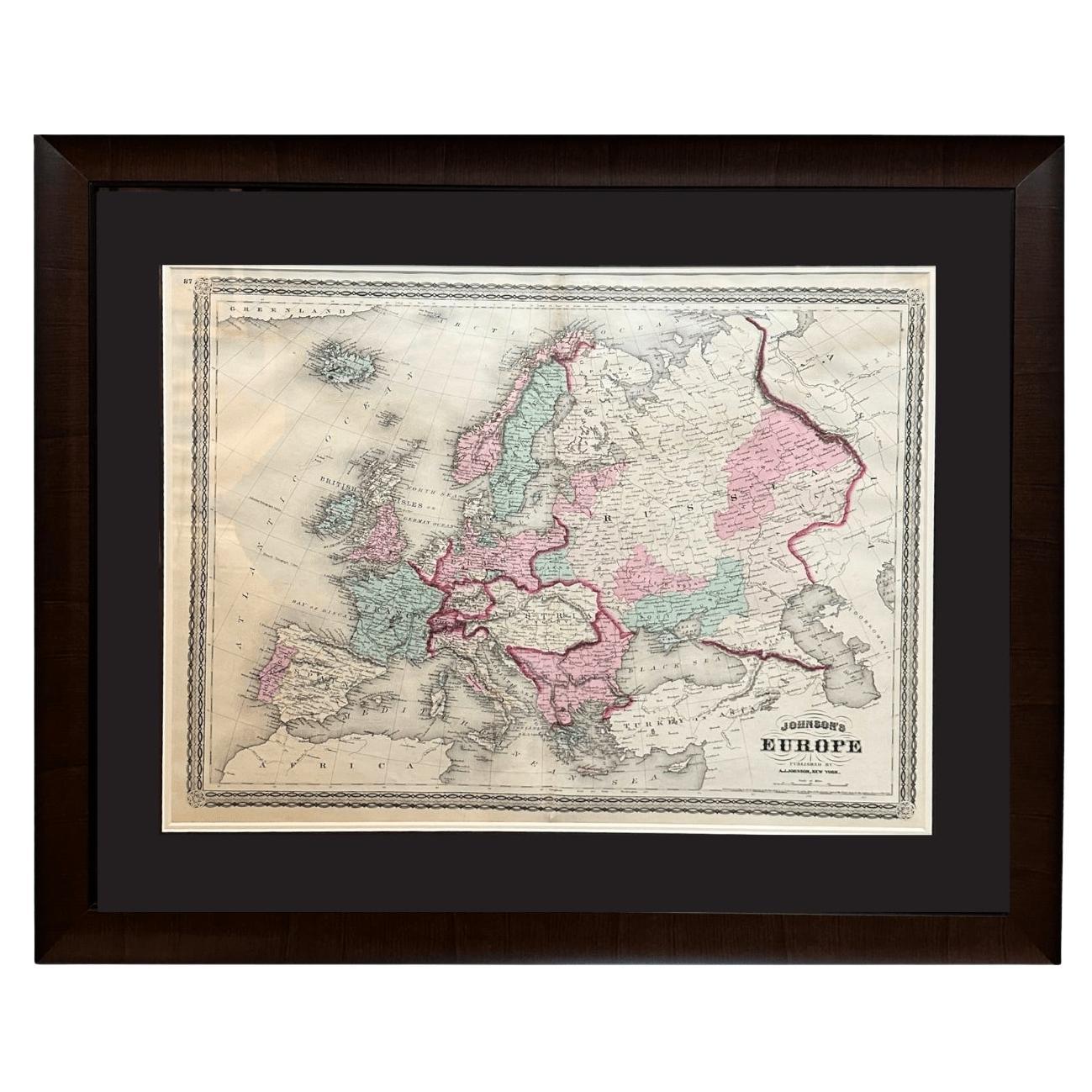 1870 "Johnson
s Europe" Map Published by A. J. Johnson en vente