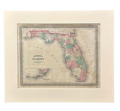 1870 "Johnson's Florida" Antique Map Published by A. J. Johnson