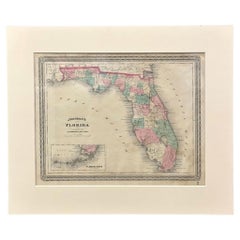 1870 "Johnson's Florida" Antique Map Published by A. J. Johnson