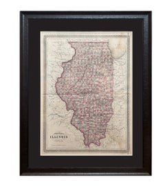 1870 "Johnson's Illinois" Map Published by A. J. Johnson