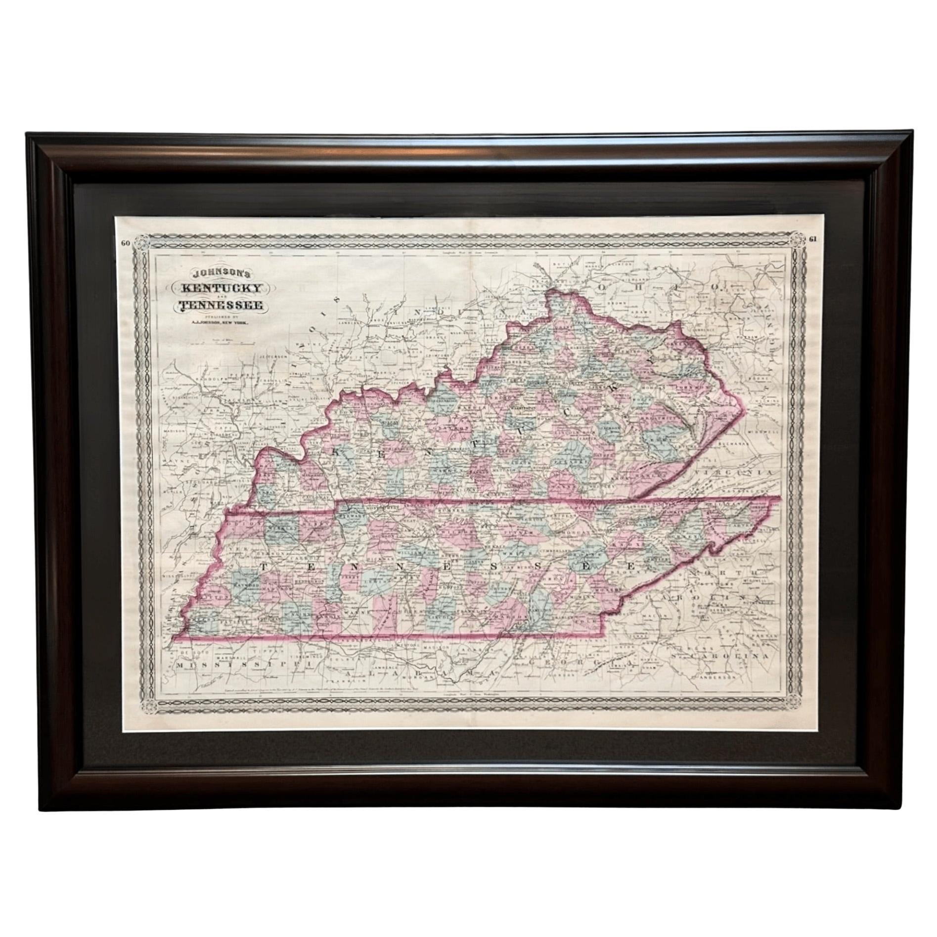 1870 "Johnson's Kentucky and Tennessee" Publicado por A. J. Johnson