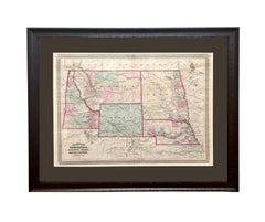 1870 "Johnson's Nebraska, Dakota, Idaho, Montana and Wyoming" Antique Map