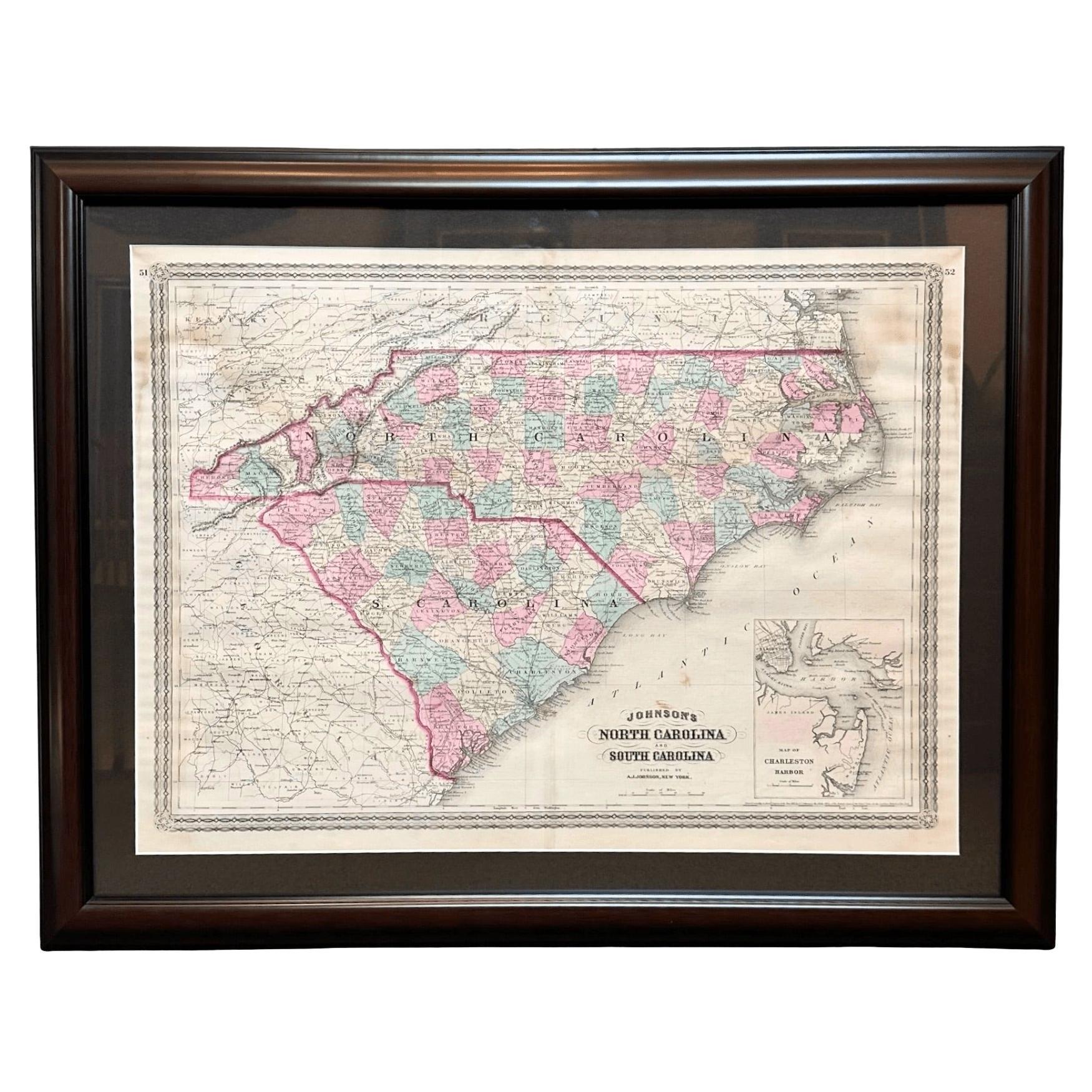 1870 "Johnson's North Carolina and South Carolina" publié par A. J. Johnson