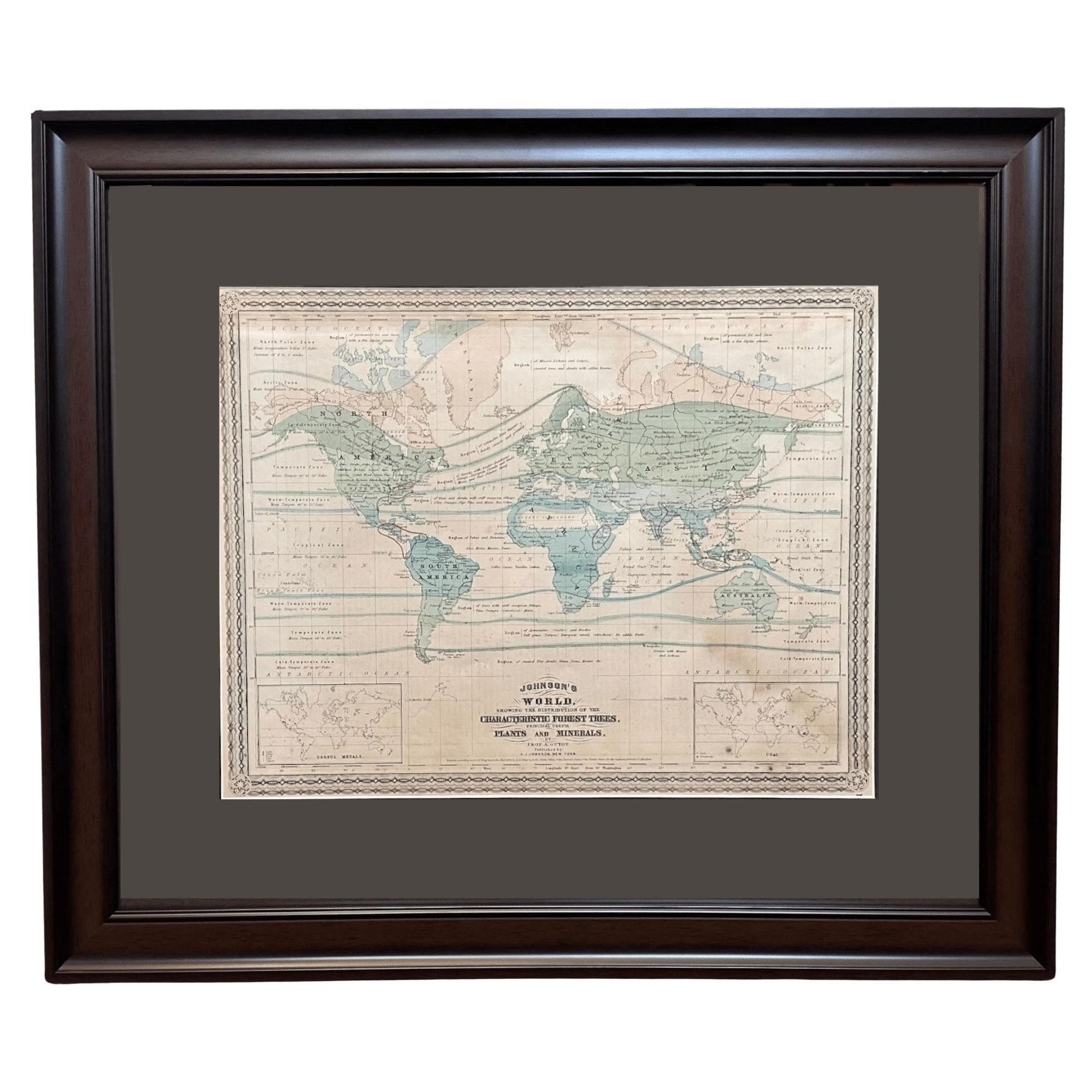 1870 "Johnson's World" del Prof. A. Guyot, edito da A. Johnson in vendita