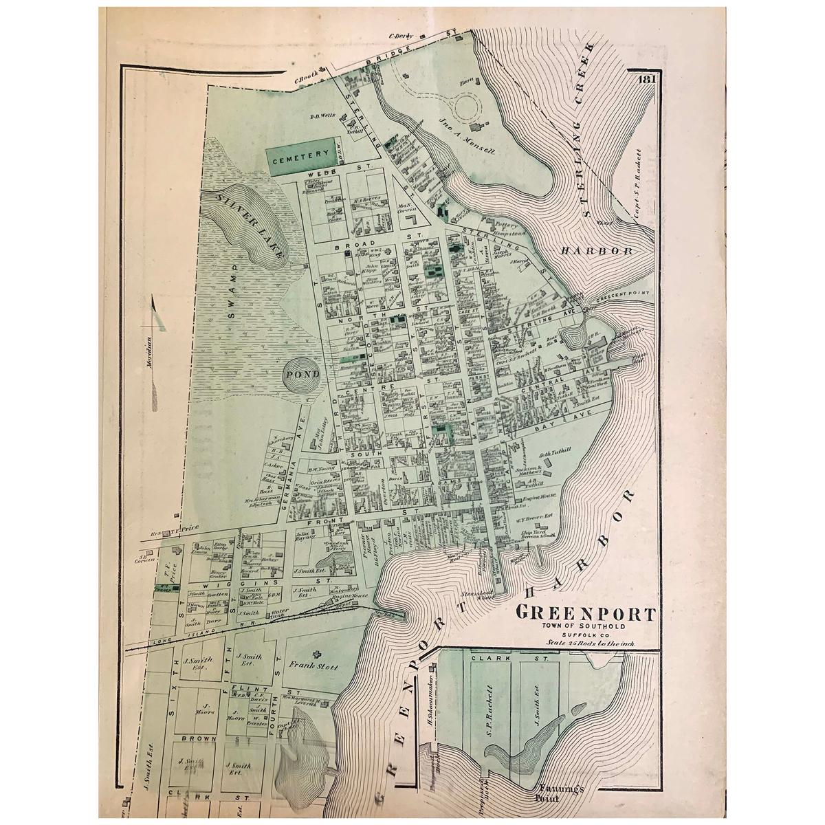 1870 Map of Greenport Long Island New York at 1stDibs greenport ny