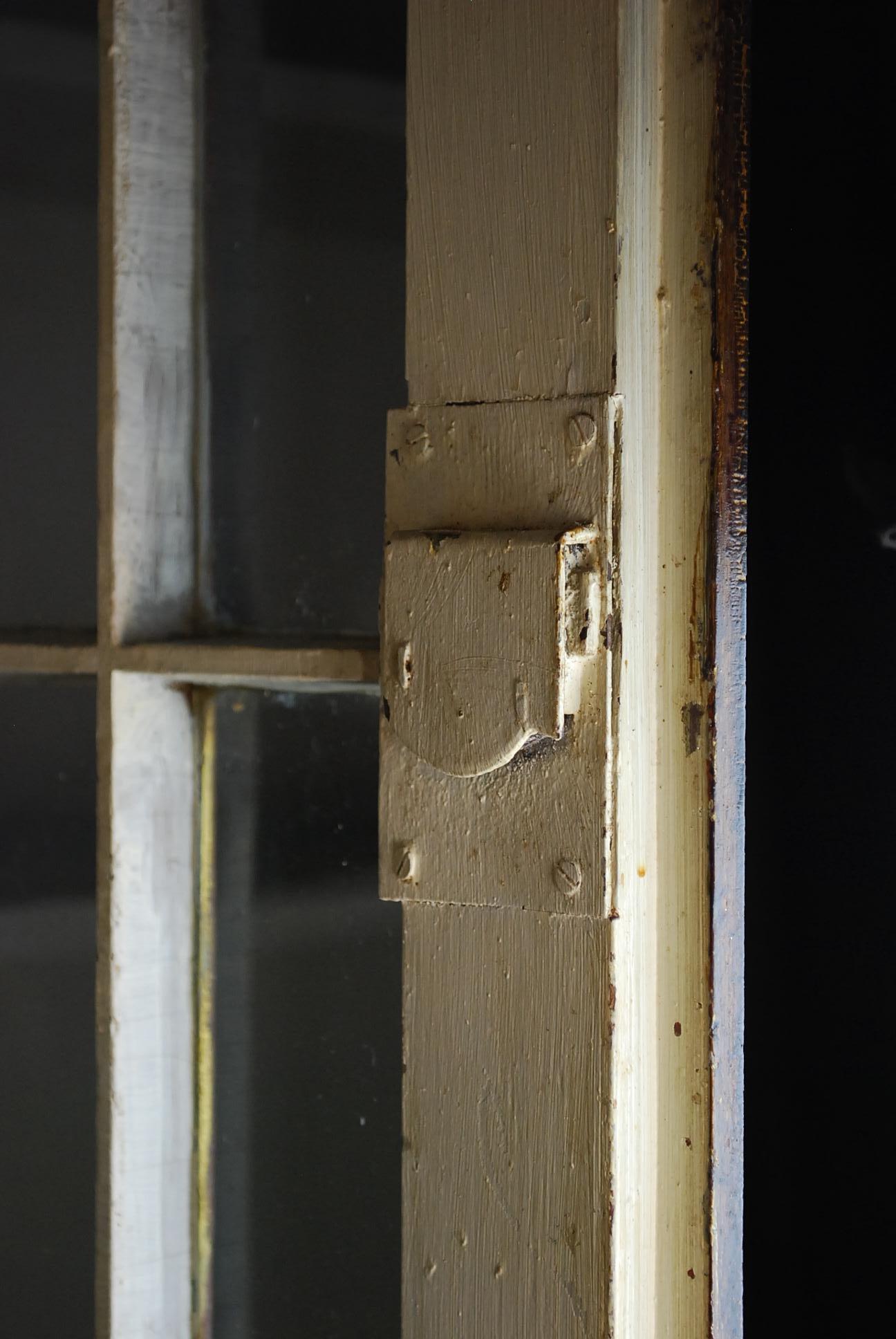 1870 Pine Glass Door Step Back Book Case Country Cupboard 4