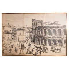 1870 Print of an antique photograph from depicting Piazza Bra in Verona