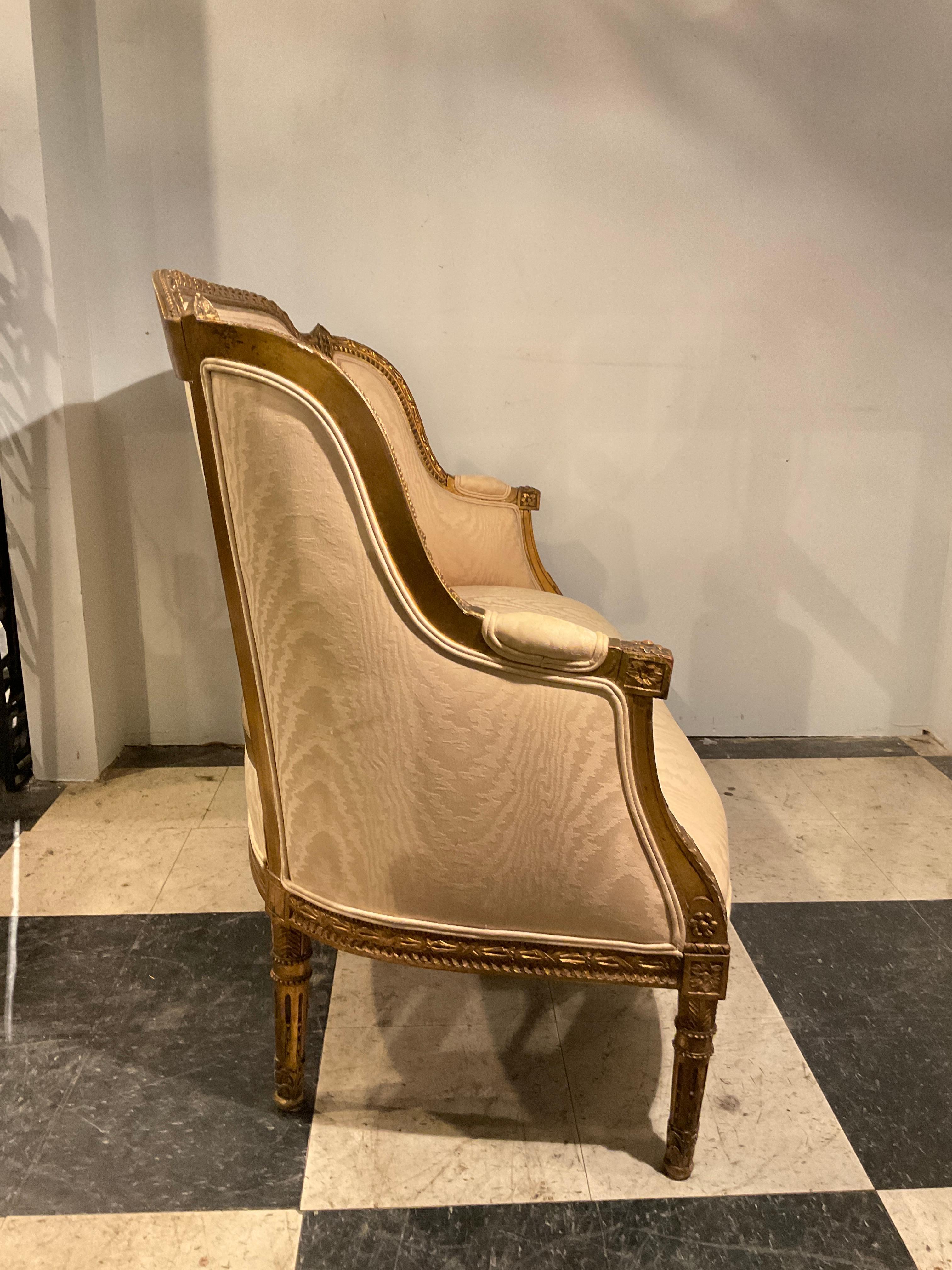 1870 s Französisch vergoldet Wood Louis XVI Settee im Angebot 1