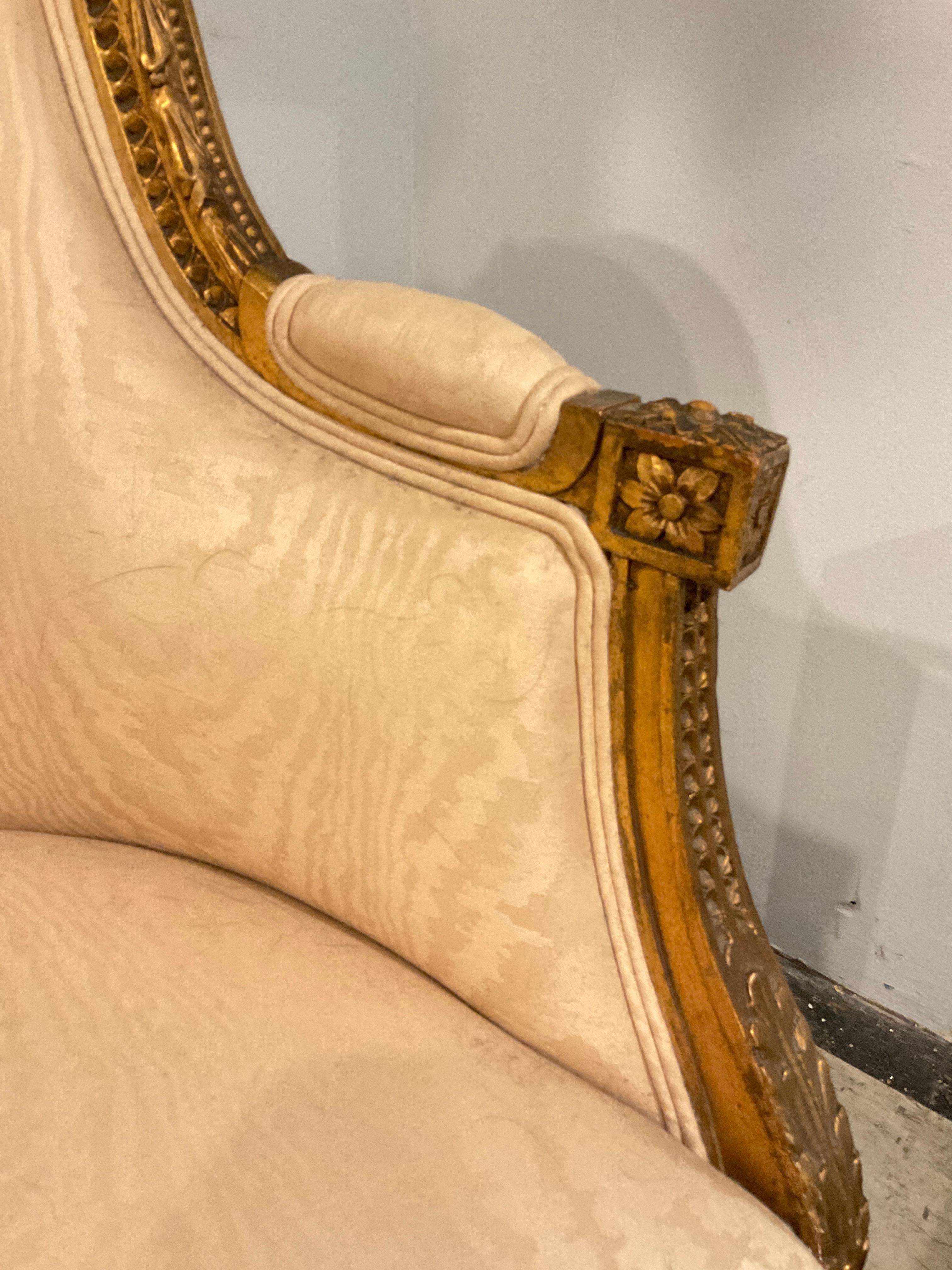 1870 s French Gilt Wood Louis XVI Settee For Sale 4