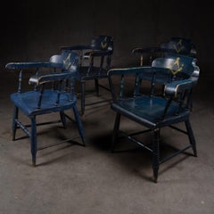 1870 set of four windsor "firehall" masonic armchairs