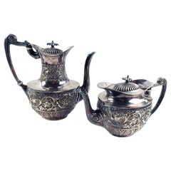 1870 Sheffield Silver Tea & Coffee Pots - a Pair