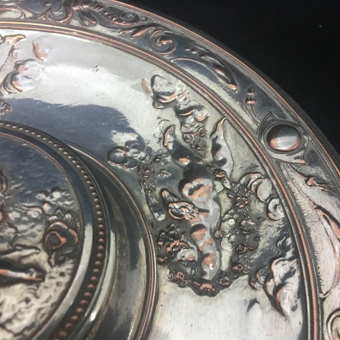 Anglais Encrier britannique victorien en métal argenté de 1870 de T. Elkington en vente