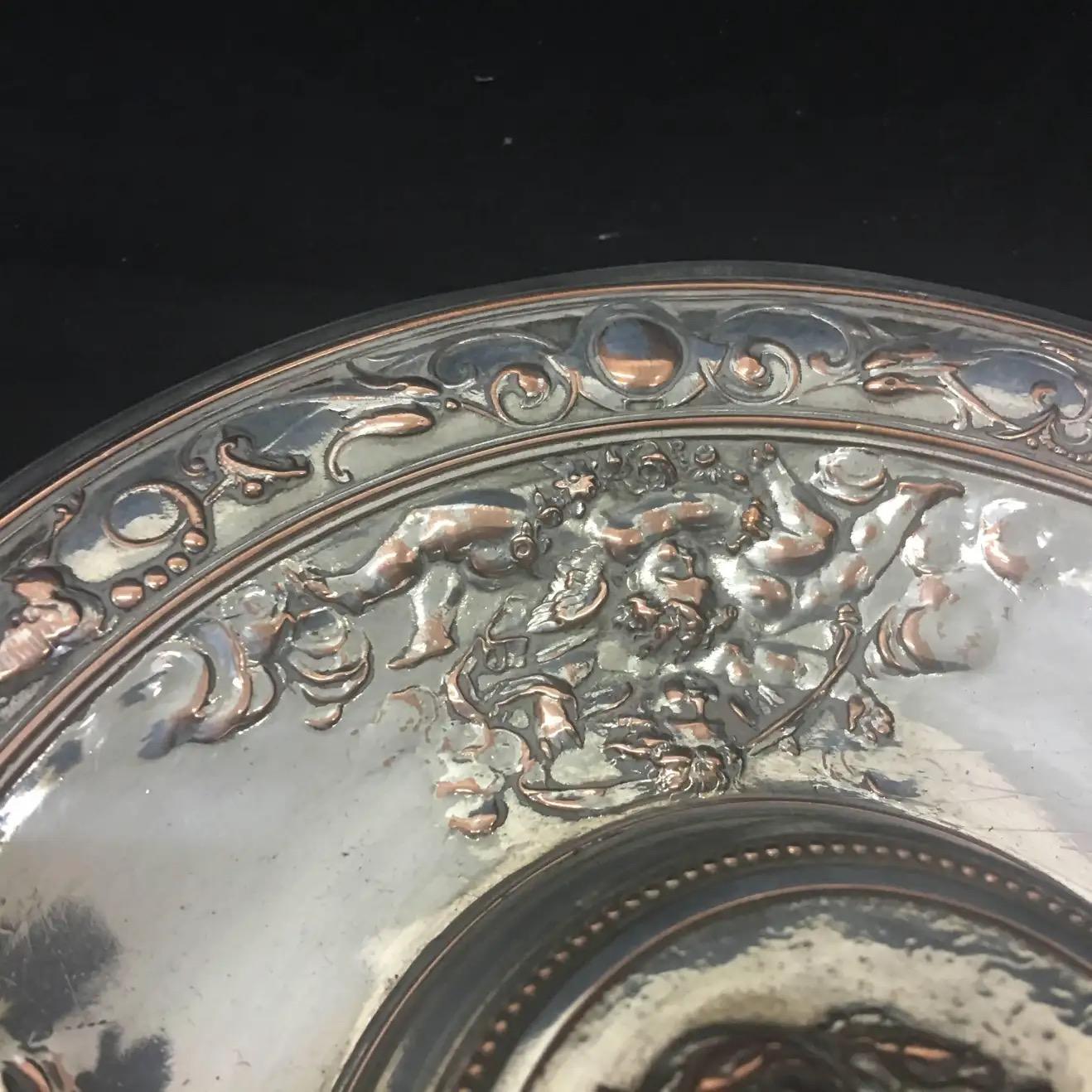 Encrier britannique victorien en métal argenté de 1870 de T. Elkington Bon état - En vente à Catania, Sicilia
