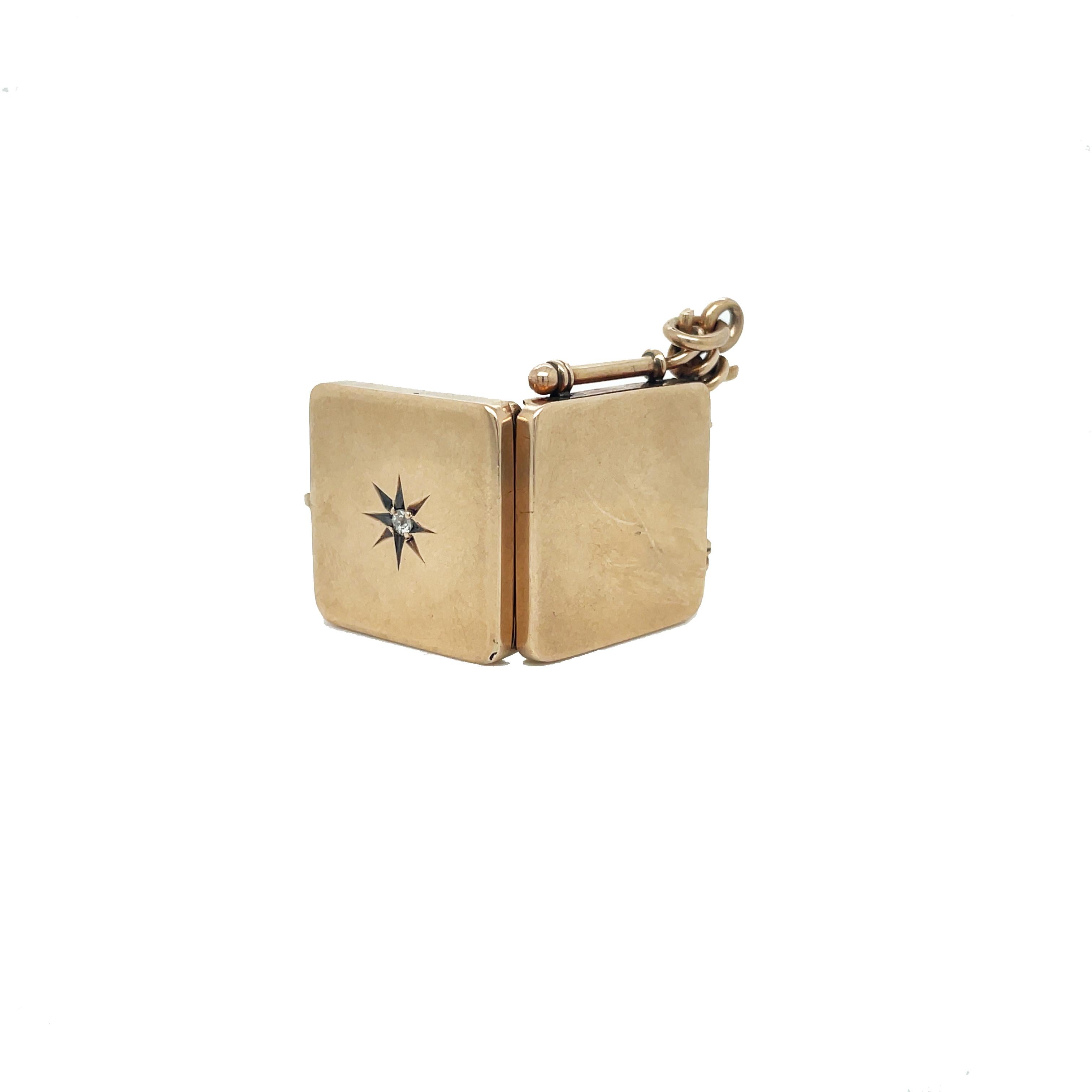 Women's or Men's 1870 Victorian Rose Gold Diamond Fob Locket