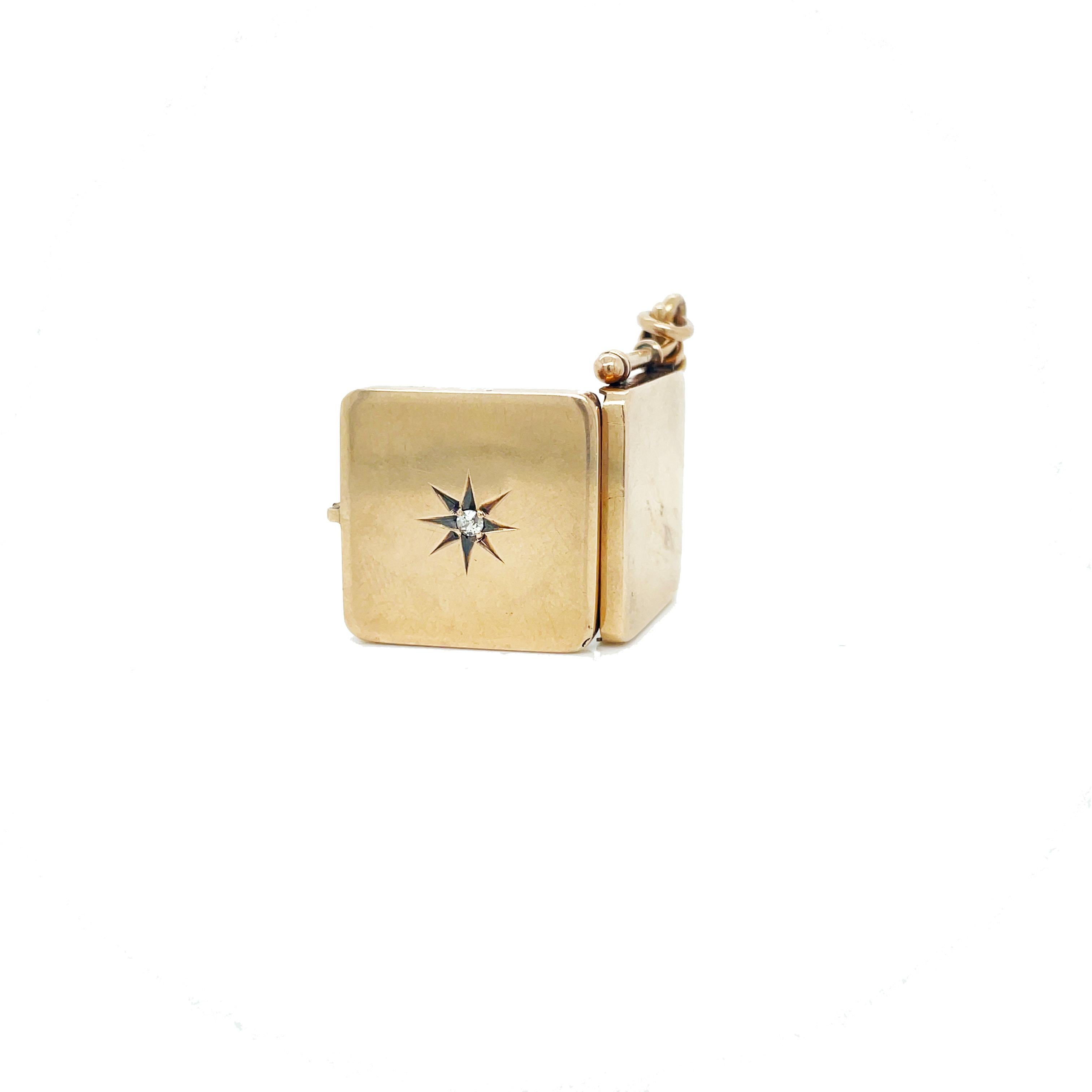 1870 Victorian Rose Gold Diamond Fob Locket 1