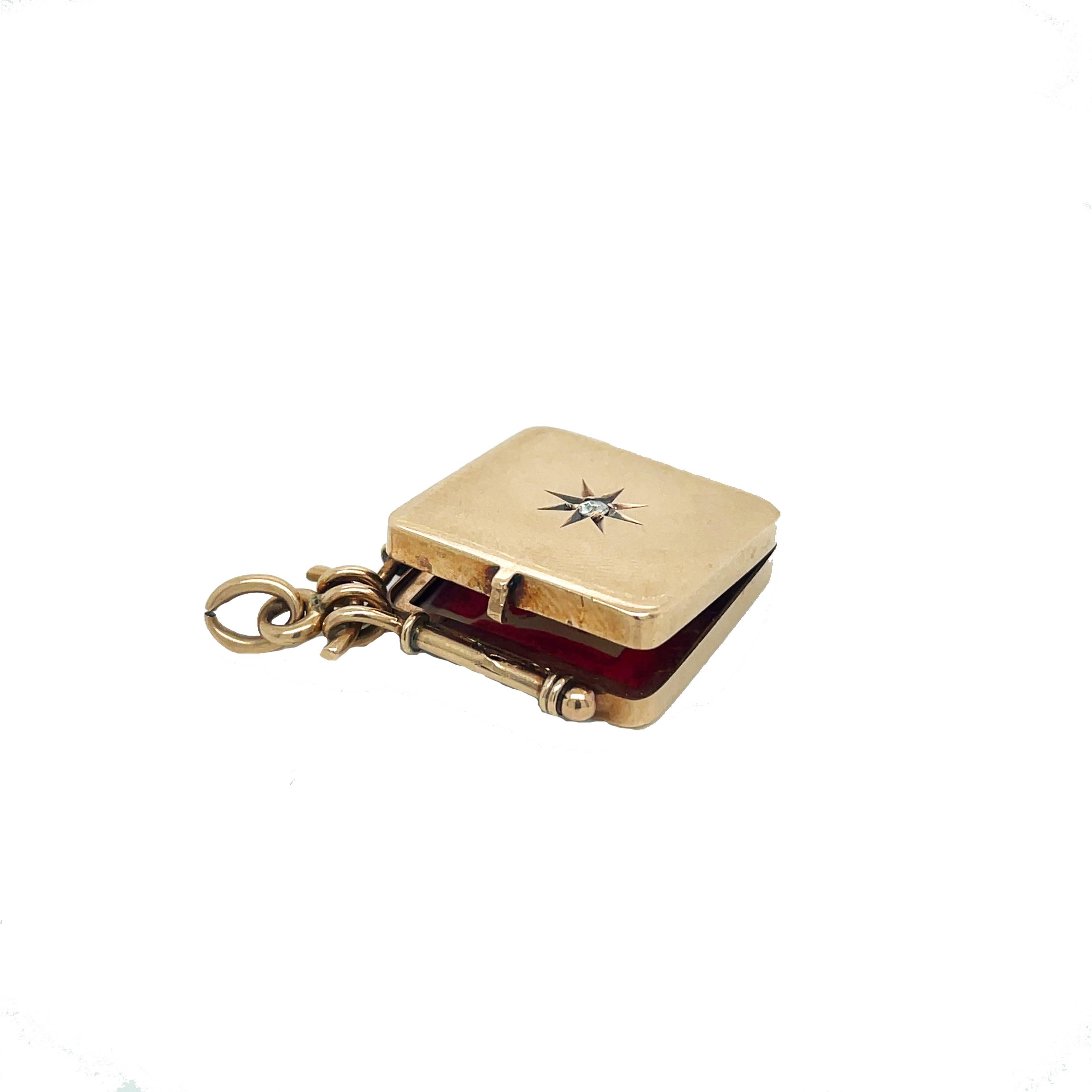 1870 Victorian Rose Gold Diamond Fob Locket 2
