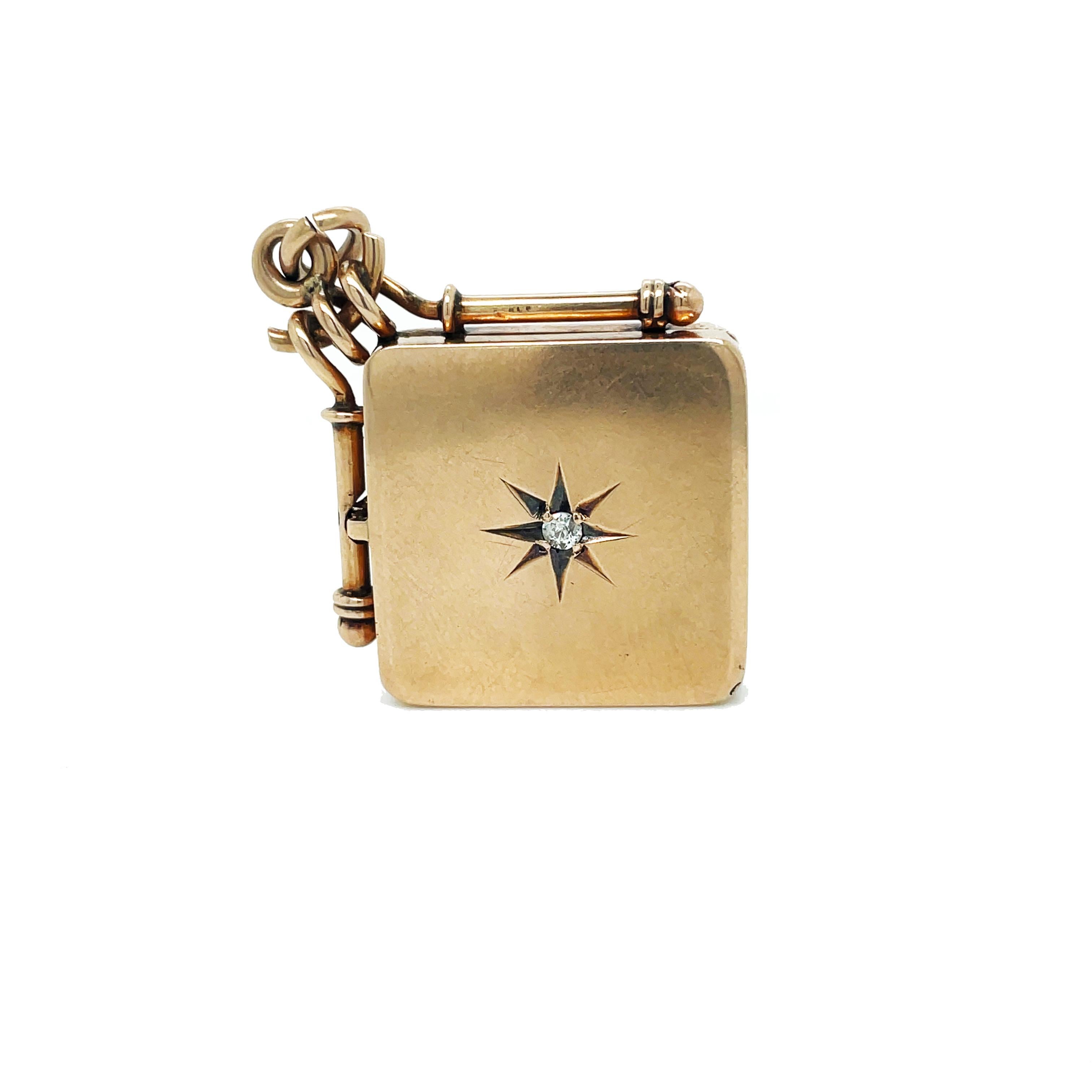 1870 Victorian Rose Gold Diamond Fob Locket 3