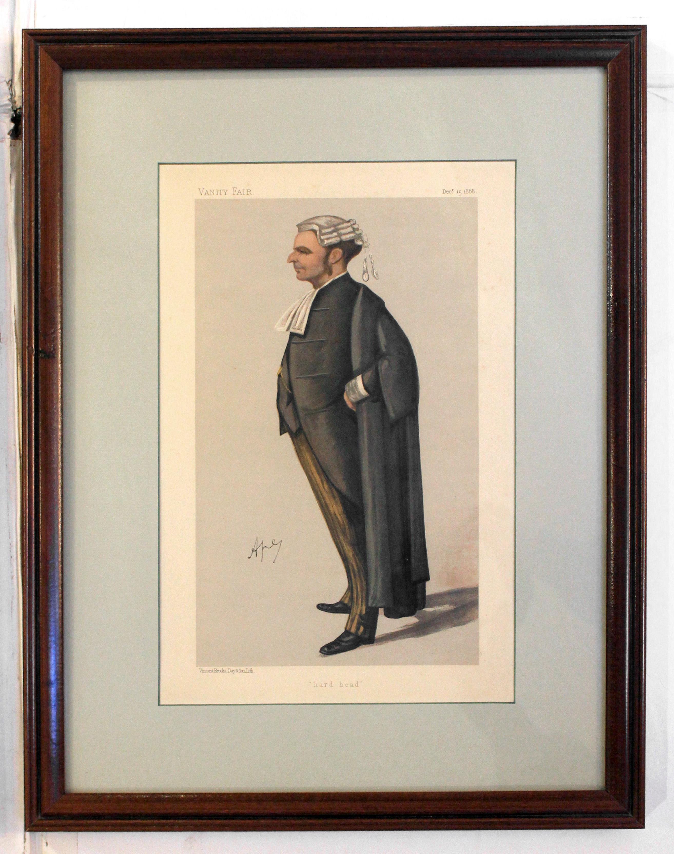 Britannique Lot de 6 tirages Spy & Ape de Vanity Fair «dges » des années 1870 et 1880 encadrés en vente