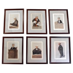 1870er & 1880er Jahre Satz von 6 gerahmten "Richter" Vanity Fair Spy & Ape Drucke