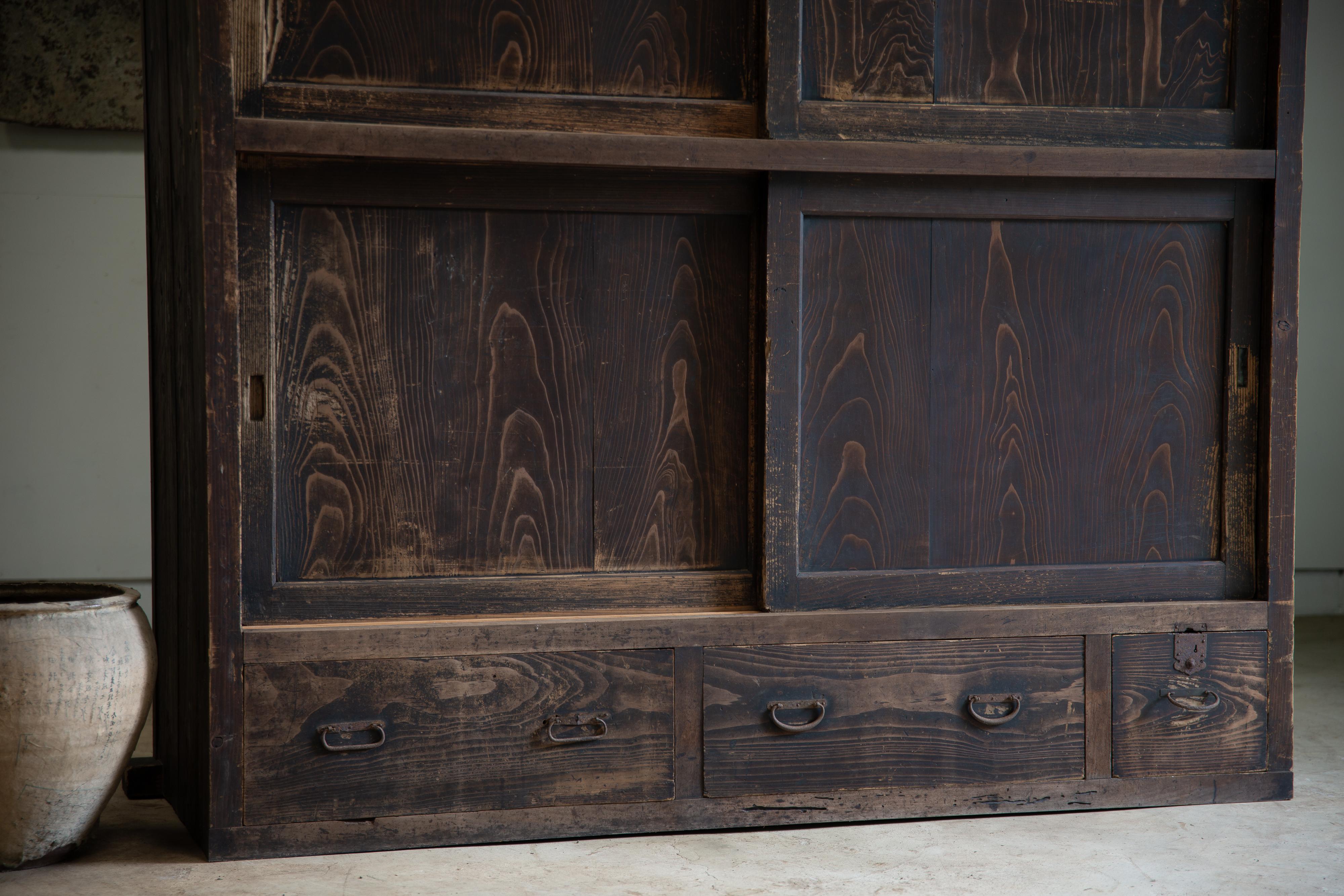 19th Century 1870s-1900s Japanese antique large Mizuya tansu chest. wabi sabi primitive For Sale