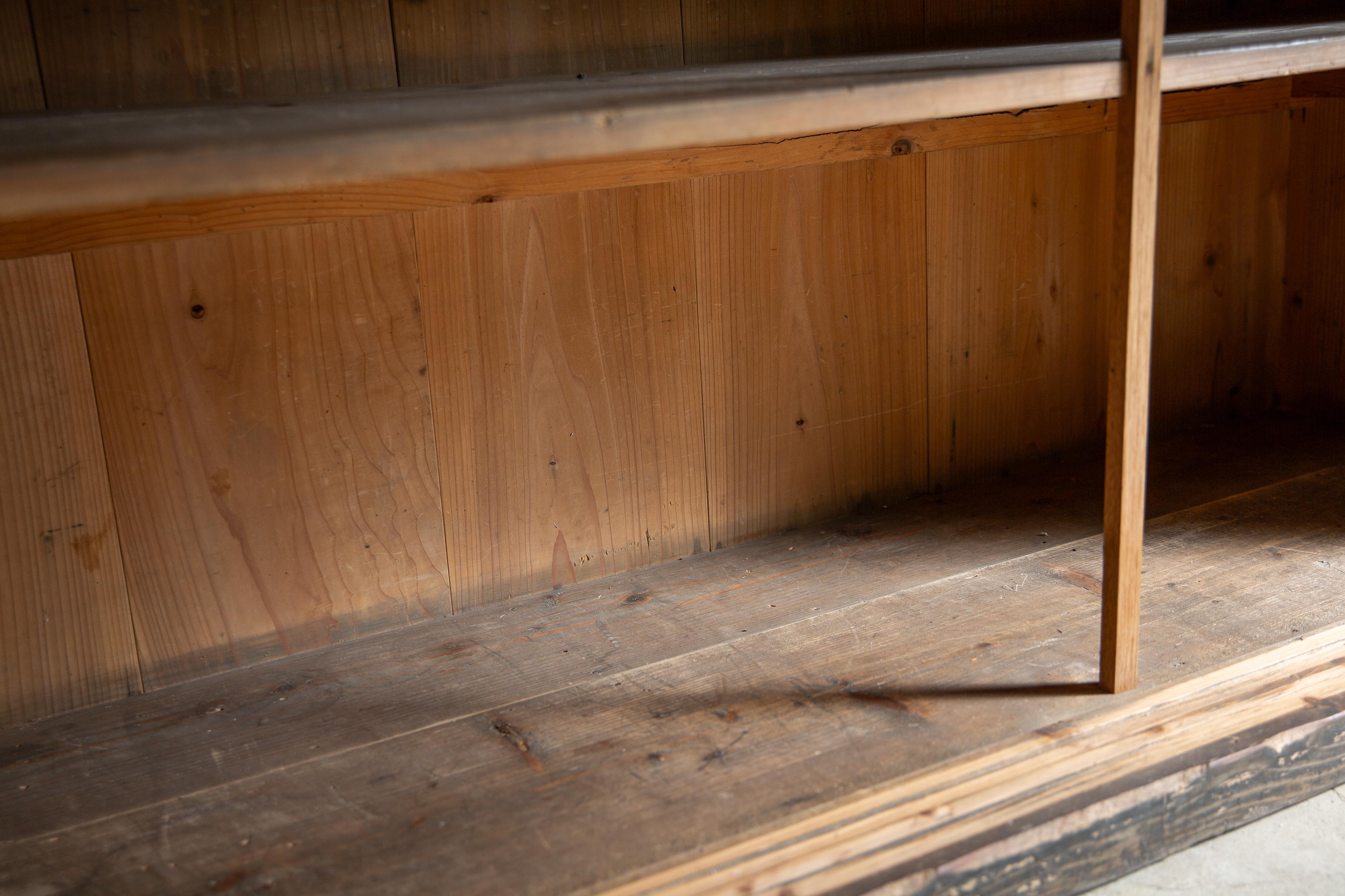 1870-1900 Giapponese antico Mizuya tansu cassapanca credenza wabi sabi primitivo in vendita 4