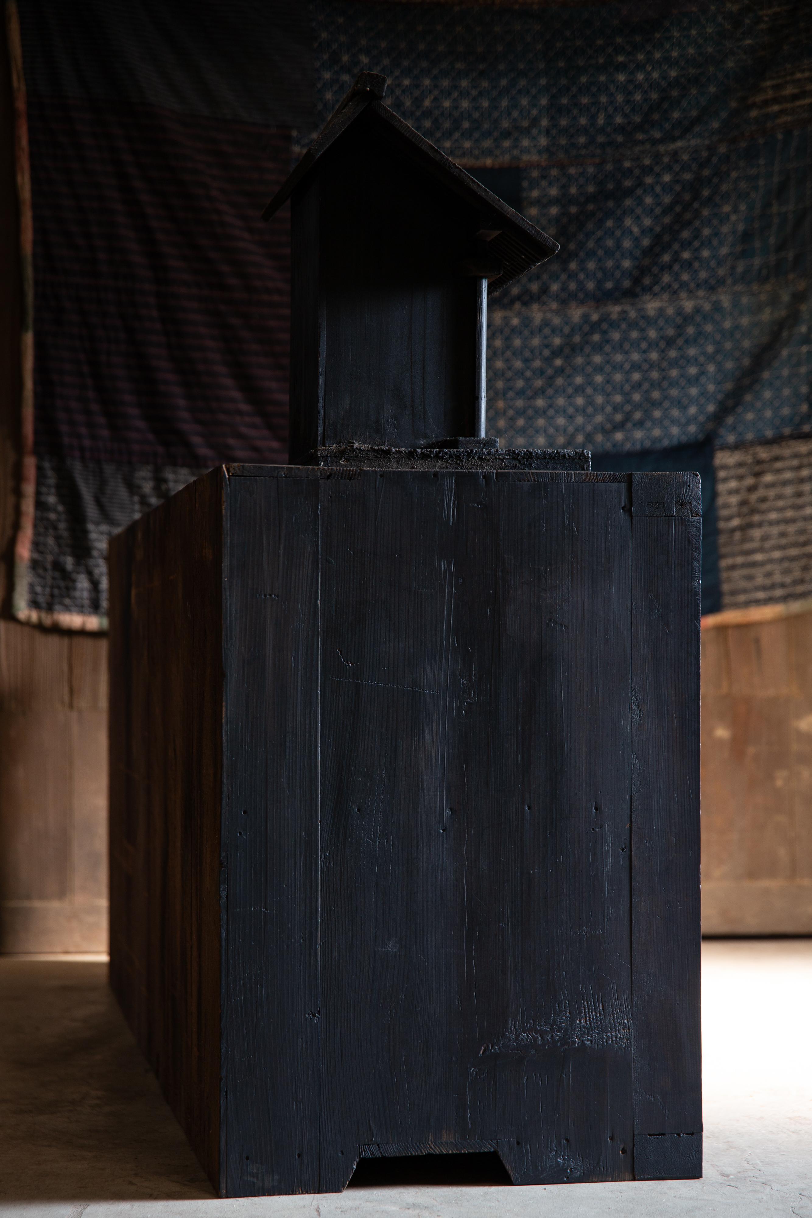 Woodwork 1870s-1900s Japanese antique Mizuya tansu chest sideboard wabi sabi primitive For Sale