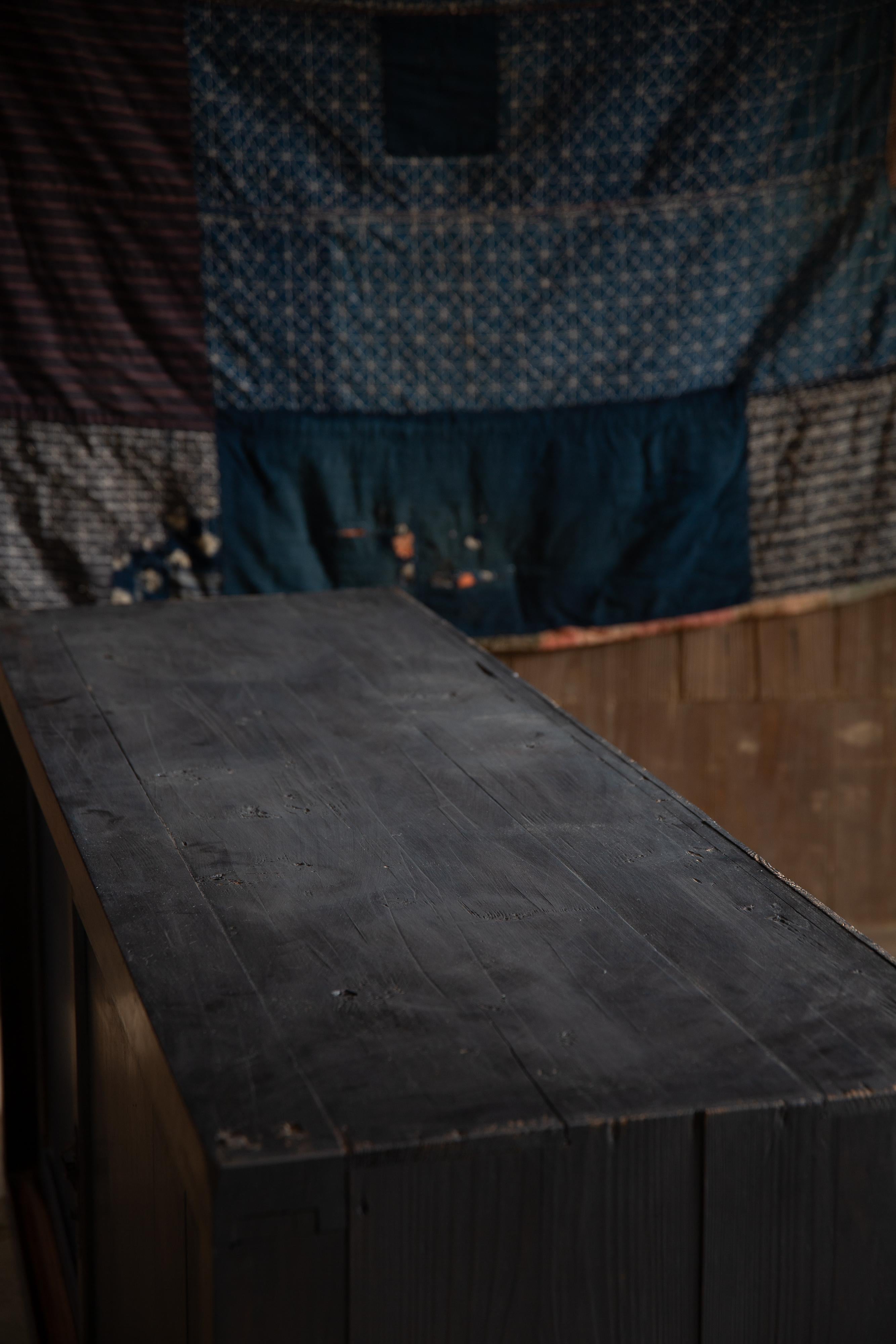 19th Century 1870s-1900s Japanese antique Mizuya tansu chest sideboard wabi sabi primitive For Sale