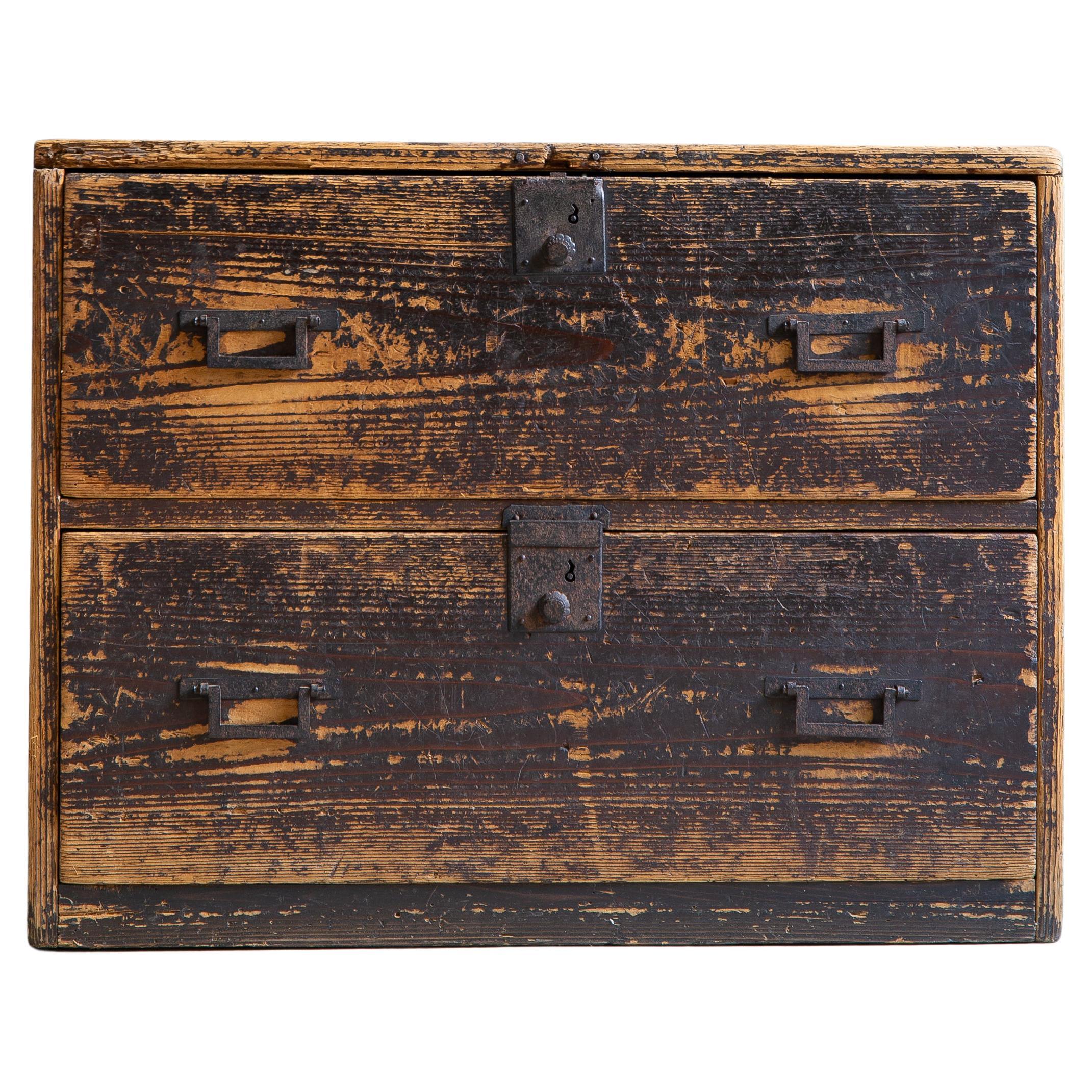 1870er-1900er wabi sabi japanische antike Tansu-Kommode aus der Mitte der Tansu-Periode