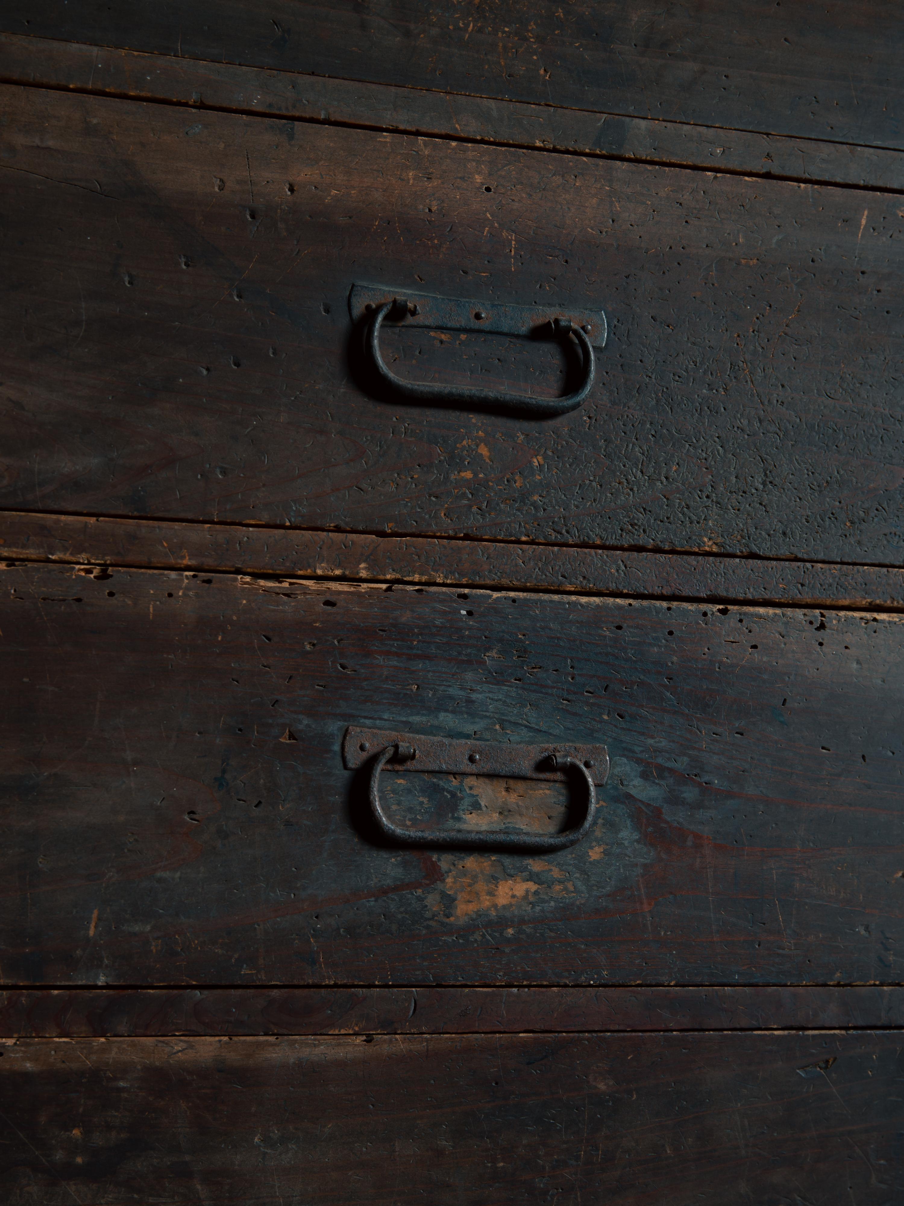 1870s-1910s Japanese antique Isho tansu, clothes chest of drawers, wabi sabi 5