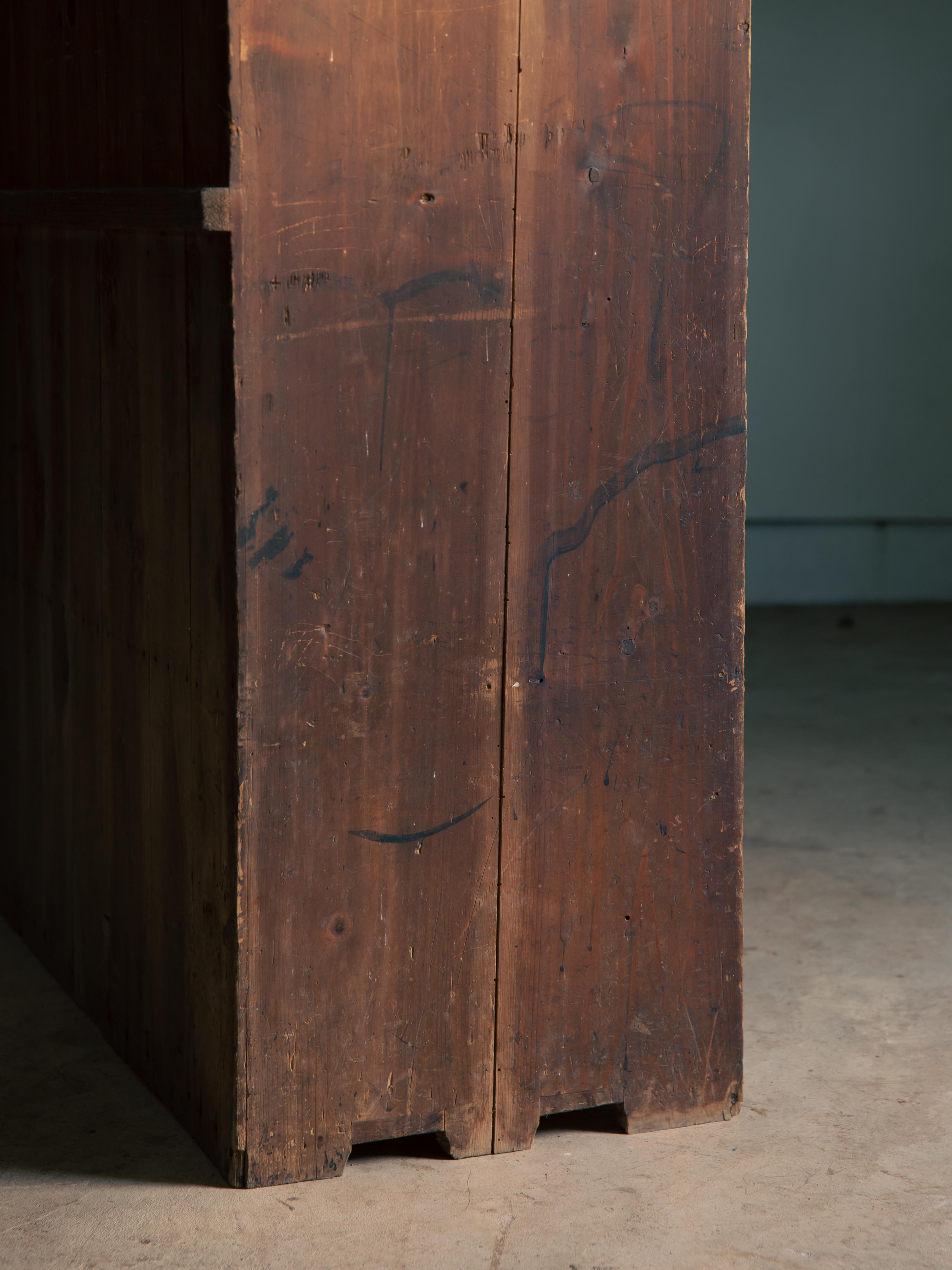 1870s-1910s Japanese antique Isho tansu, clothes chest of drawers, wabi sabi 7