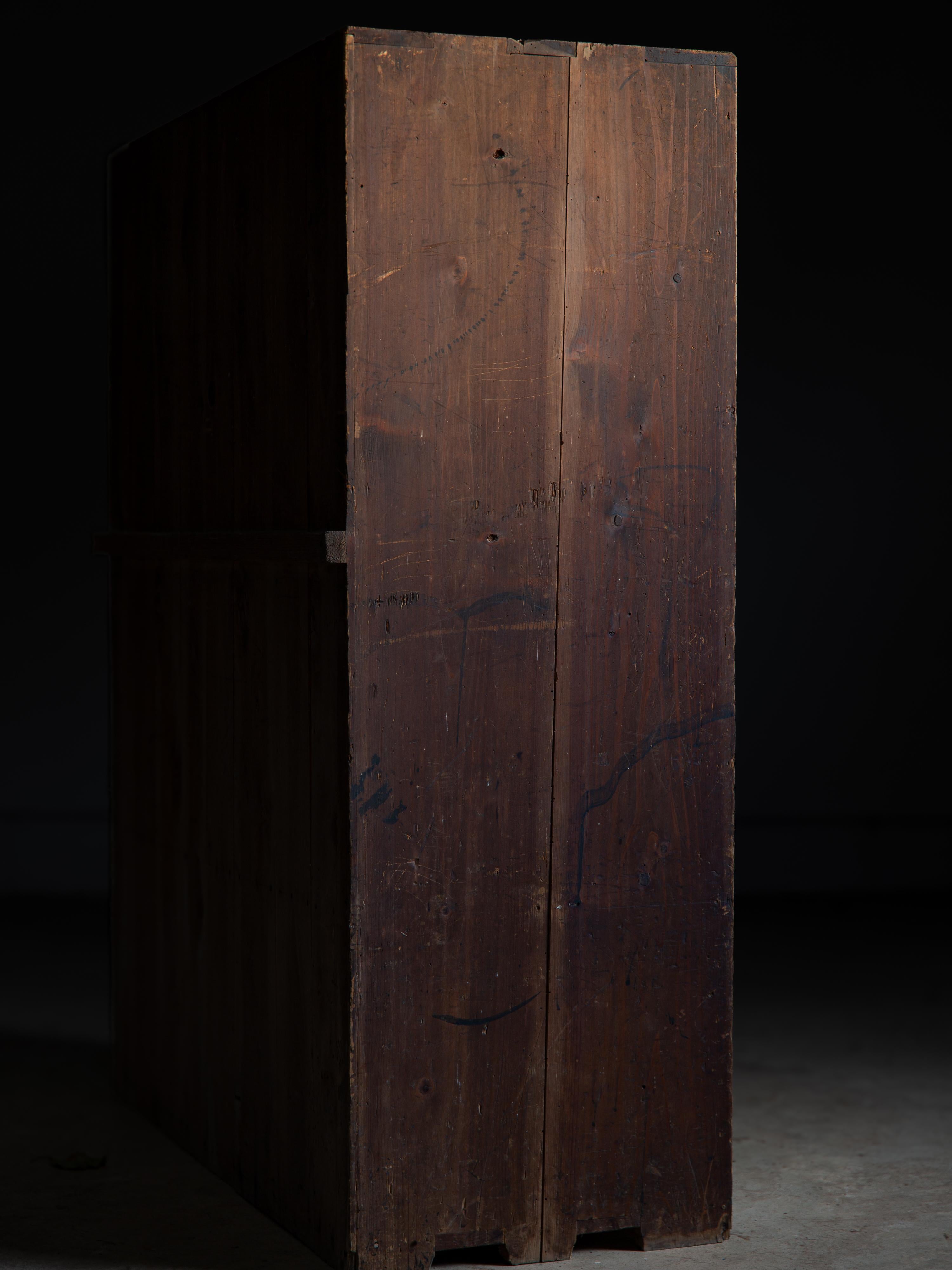 1870s-1910s Japanese antique Isho tansu, clothes chest of drawers, wabi sabi 8
