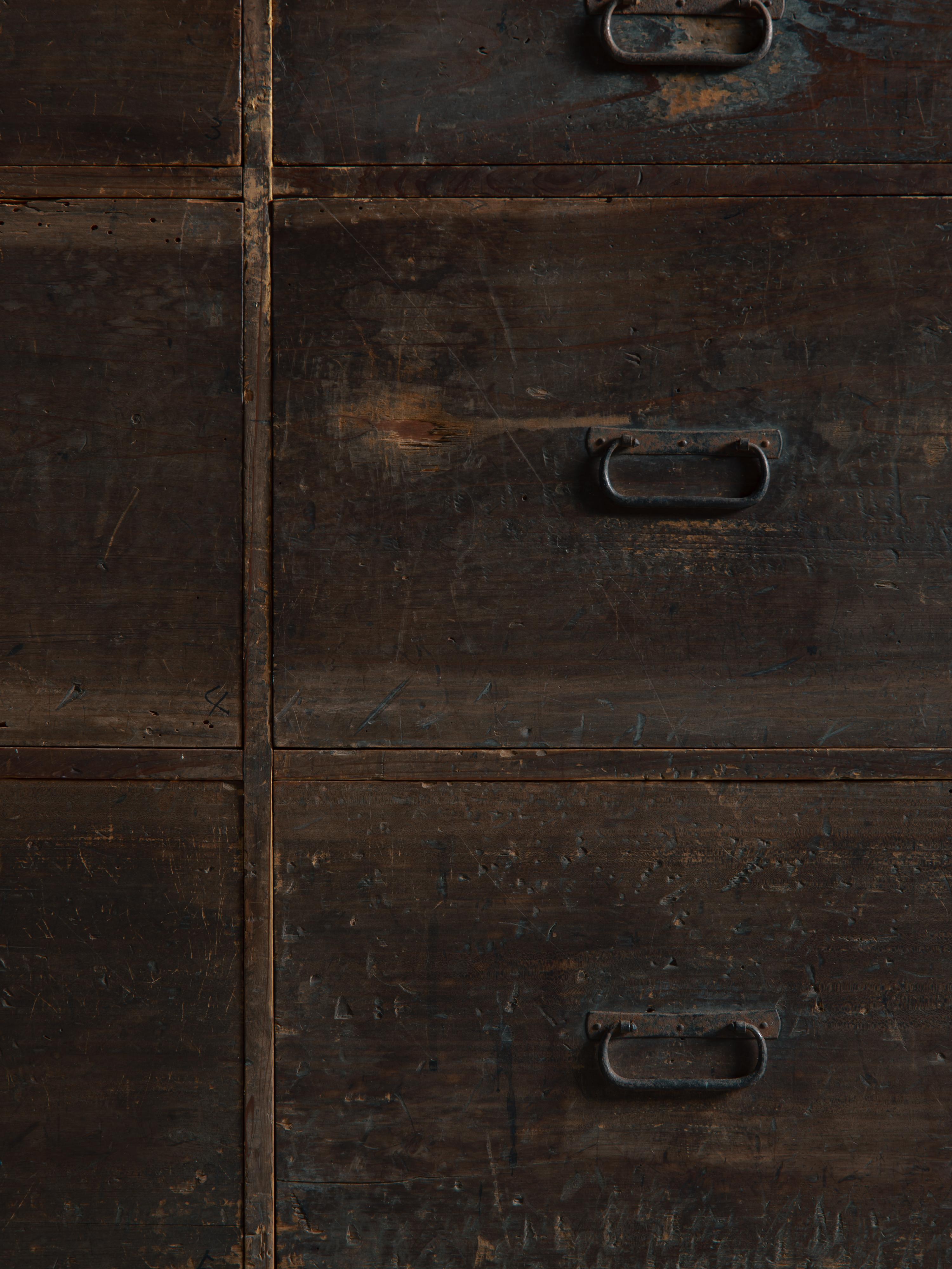 1870s-1910s Japanese antique Isho tansu, clothes chest of drawers, wabi sabi 2