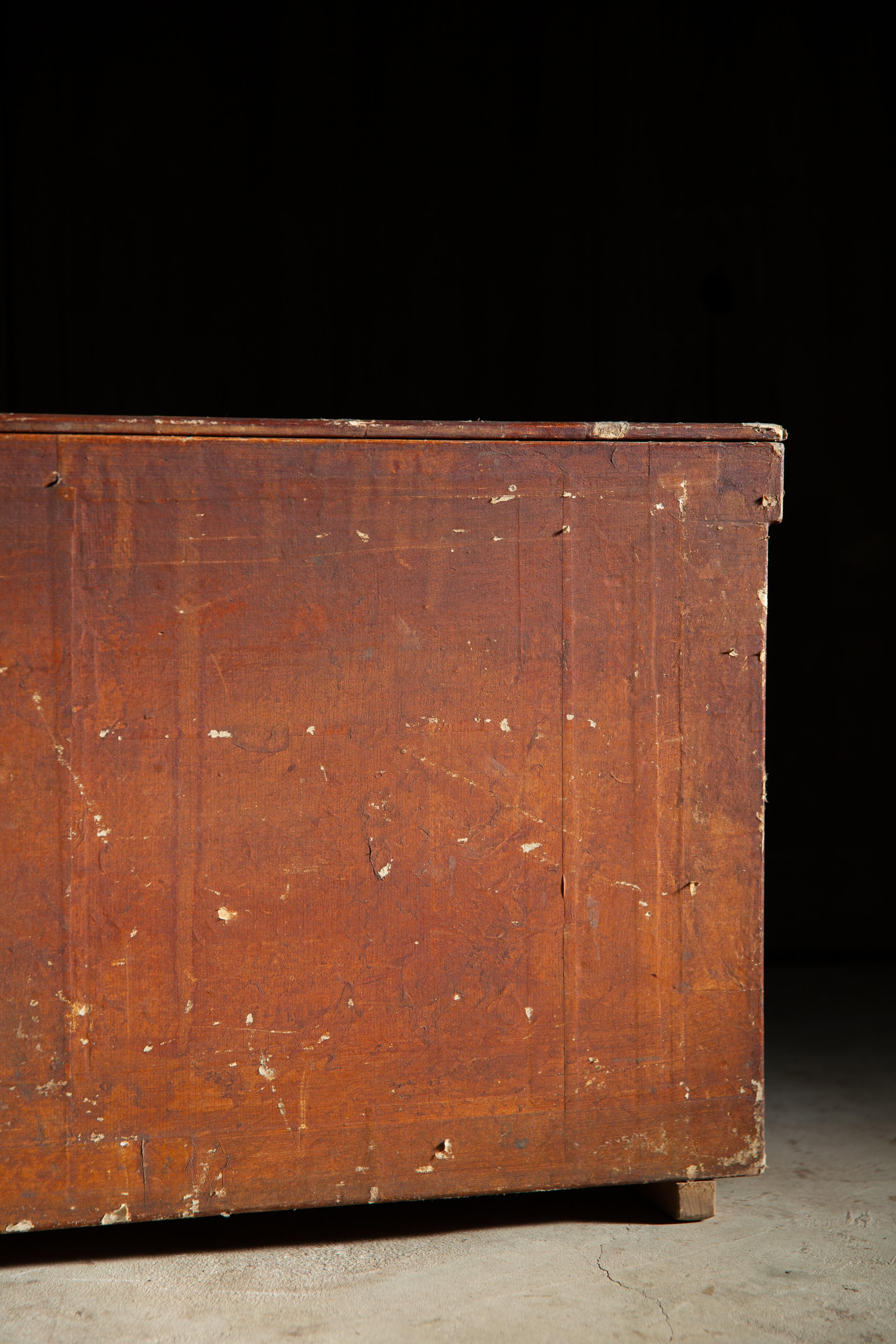 1870-1920 Giapponese Scatola antica in legno rivestita di carta wabi sabi primitivo Meiji in vendita 4