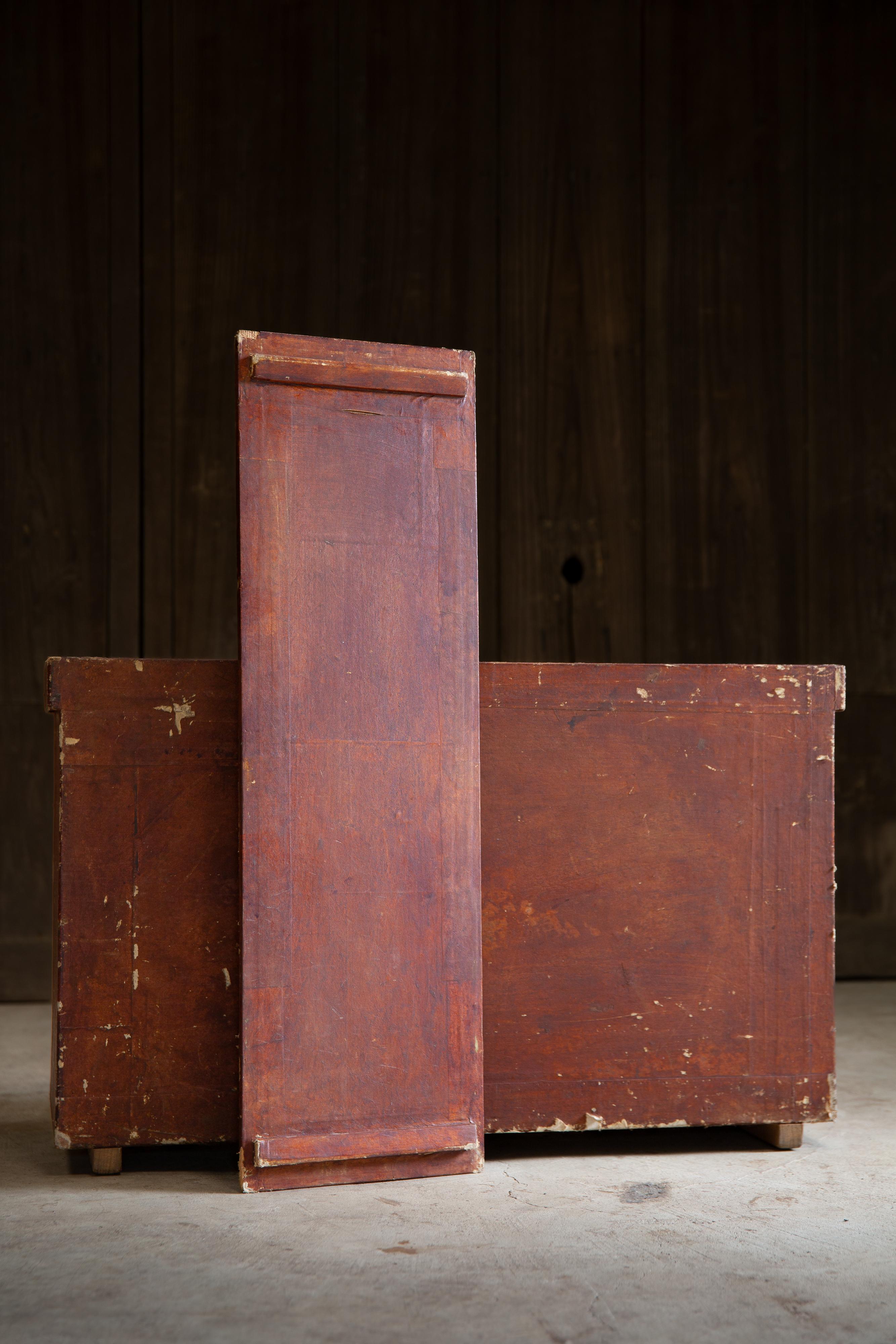 1870-1920 Giapponese Scatola antica in legno rivestita di carta wabi sabi primitivo Meiji in vendita 1
