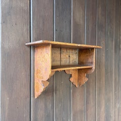 1870s American Pennsylvania Hand-Carved Wall Shelf Shadow Box, Amish Farmhouse