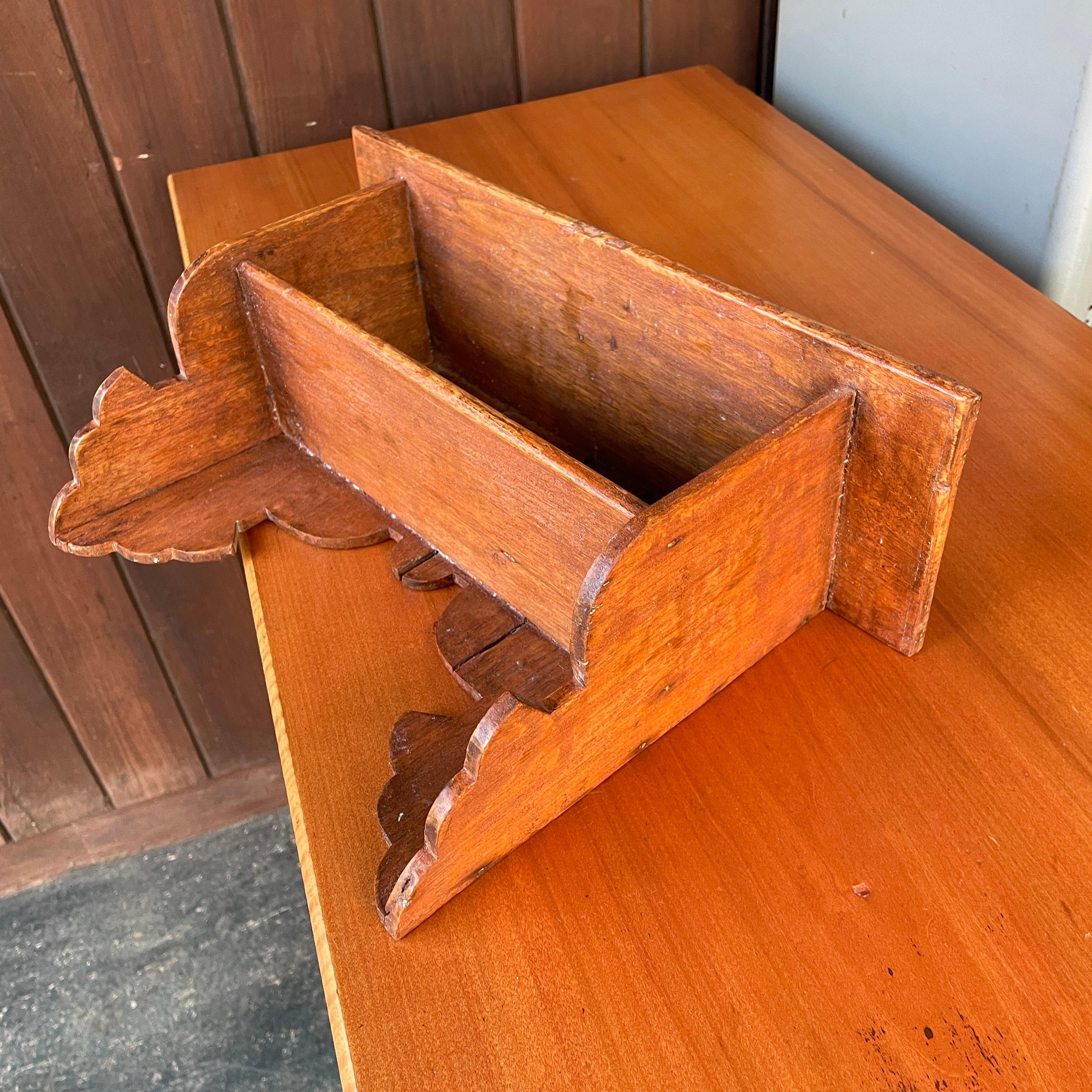 Hardwood 1870s American Pennsylvania Hand-Carved Wall Shelf Shadow Box, Amish Farmhouse For Sale