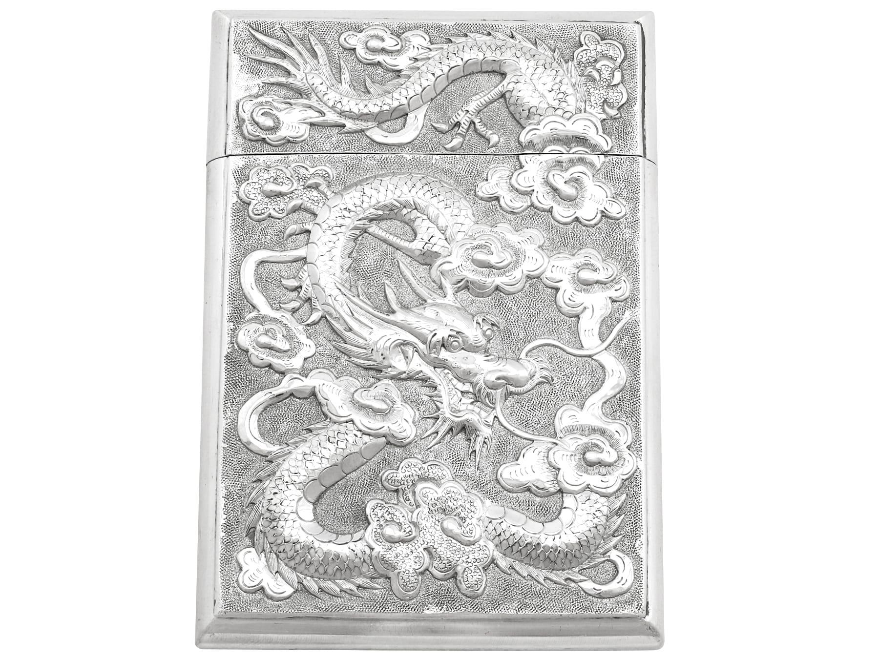 Antikes chinesisches Export-Silberkartenetui aus den 1870er Jahren (Chinesisch) im Angebot